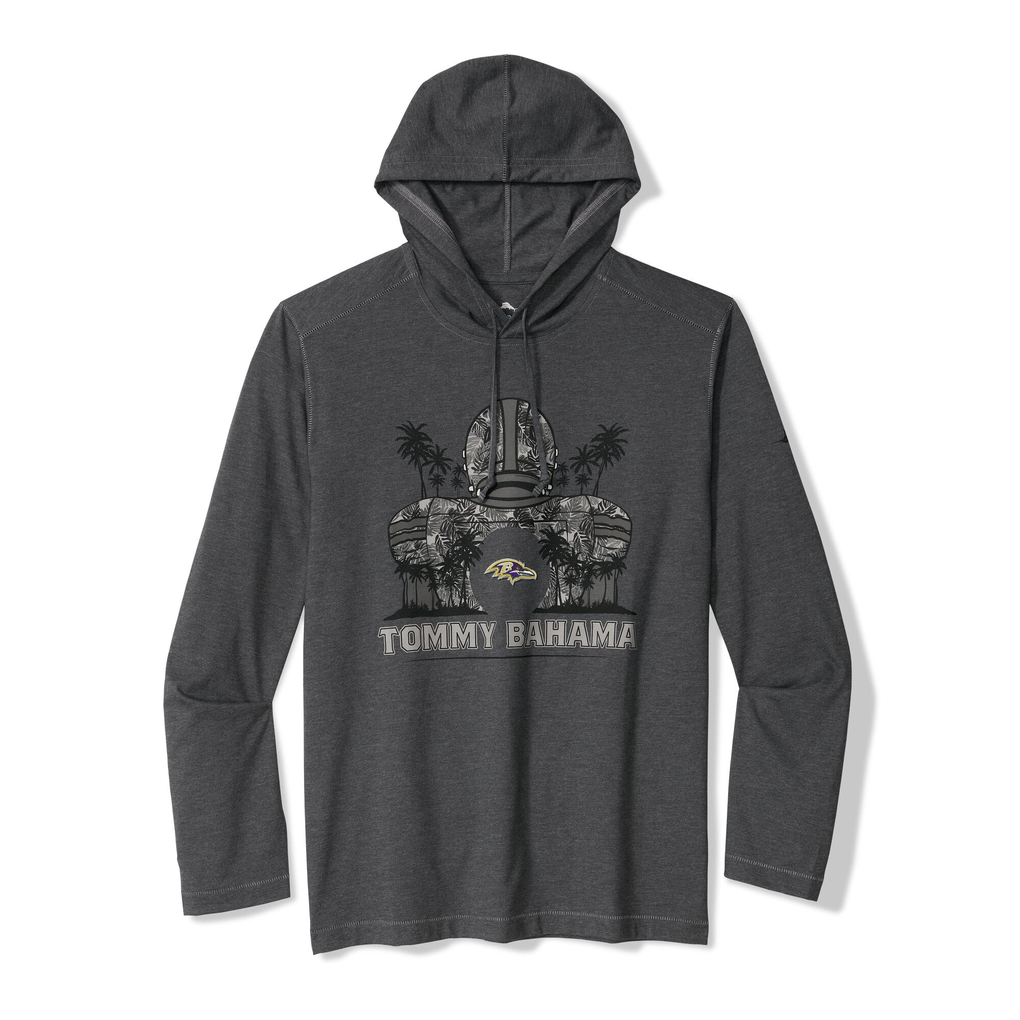 Men's Tommy Bahama Black Baltimore Ravens Backfield Bay Pullover Hoodie