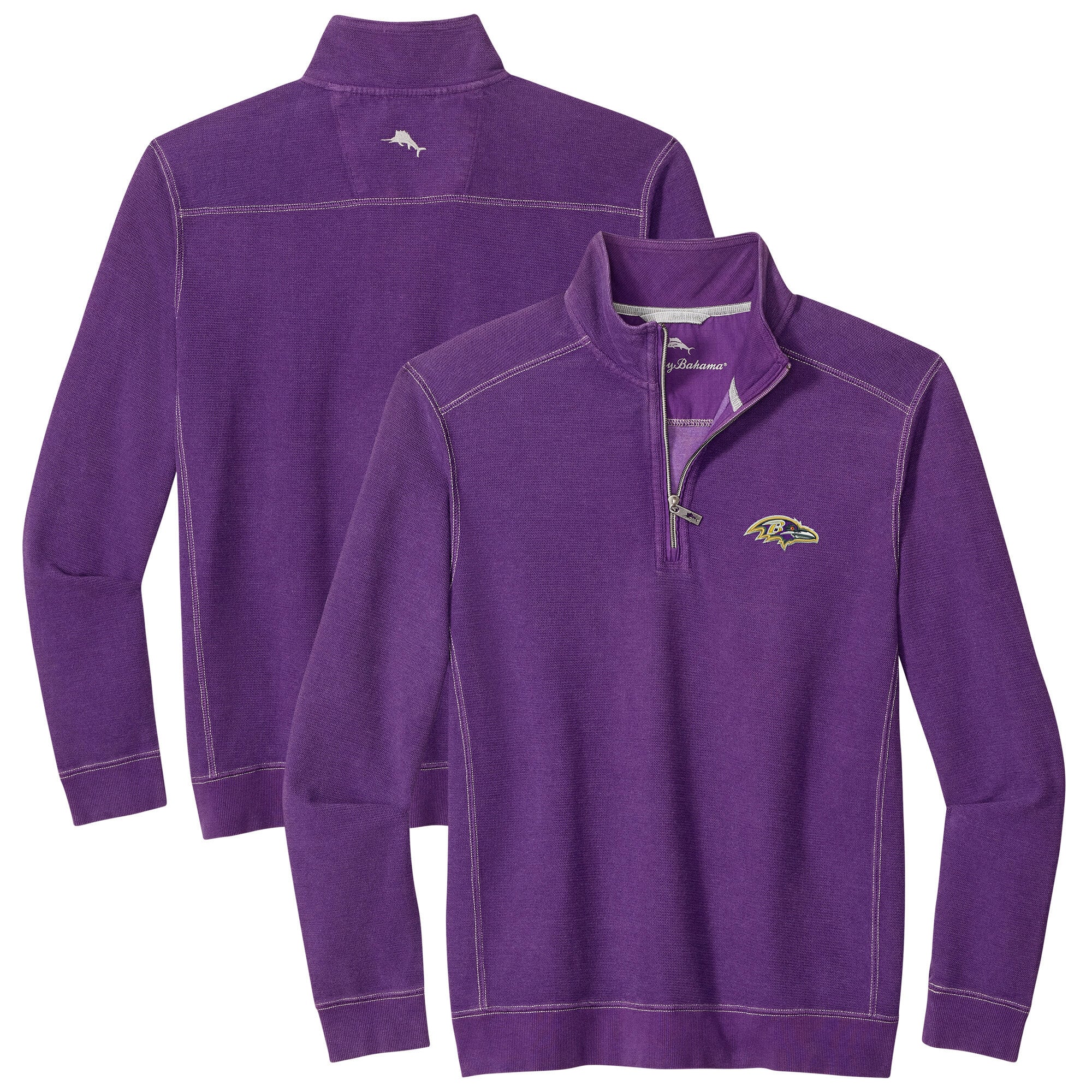 Men's Tommy Bahama Purple Baltimore Ravens Sport Tobago Half-Zip Pullover
