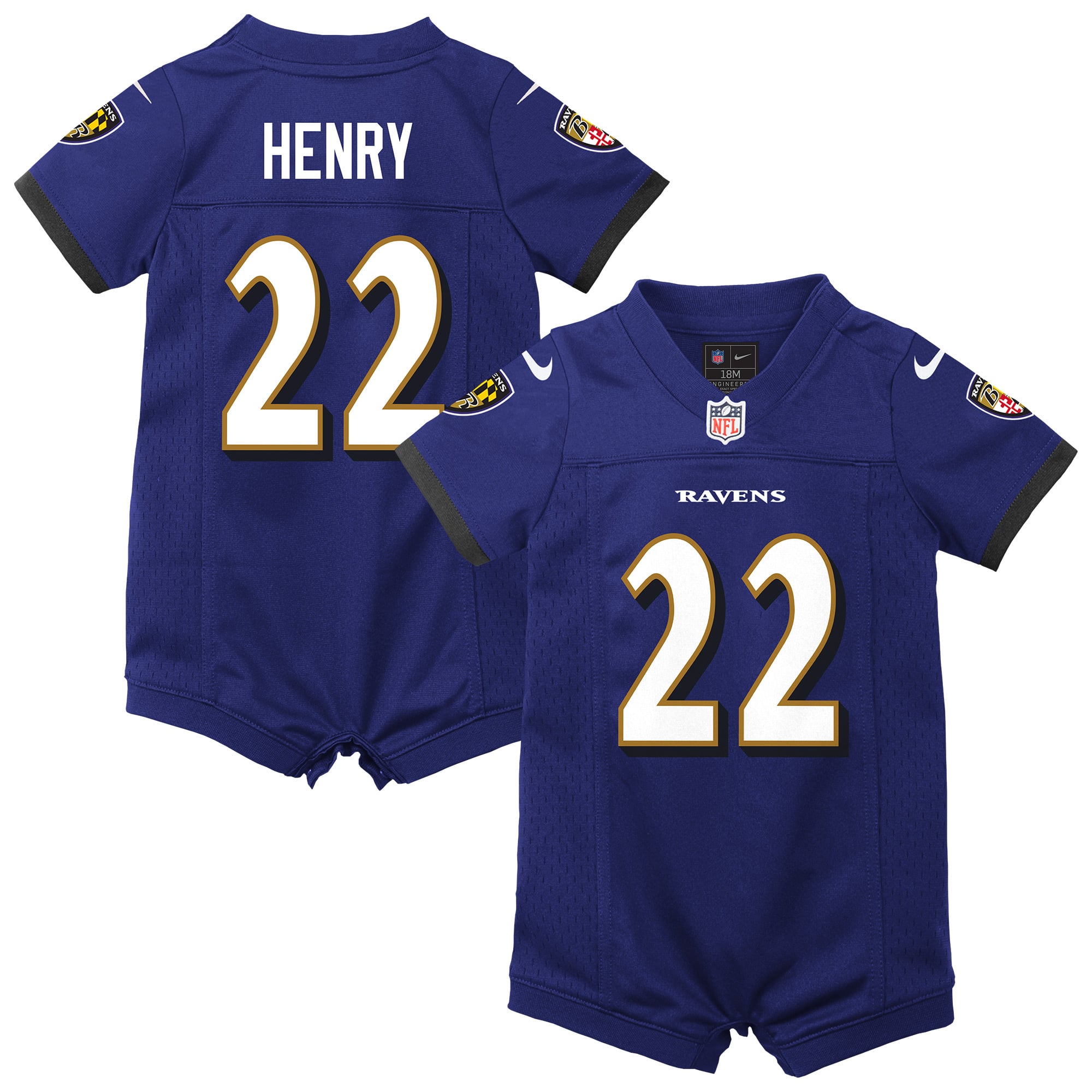 Newborn Nike Derrick Henry Purple Baltimore Ravens Romper Game Jersey