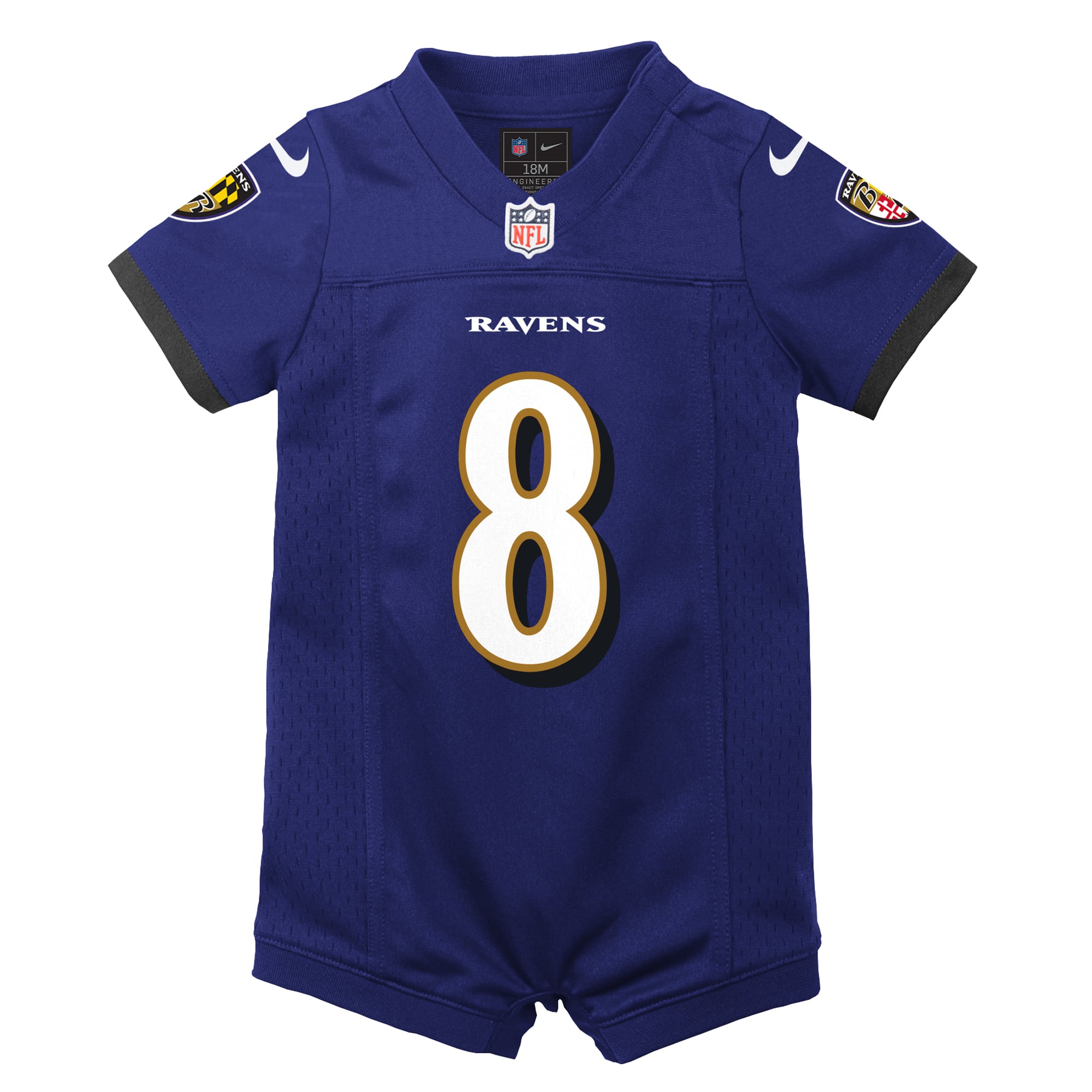Newborn Nike Lamar Jackson Purple Baltimore Ravens Romper Game Jersey