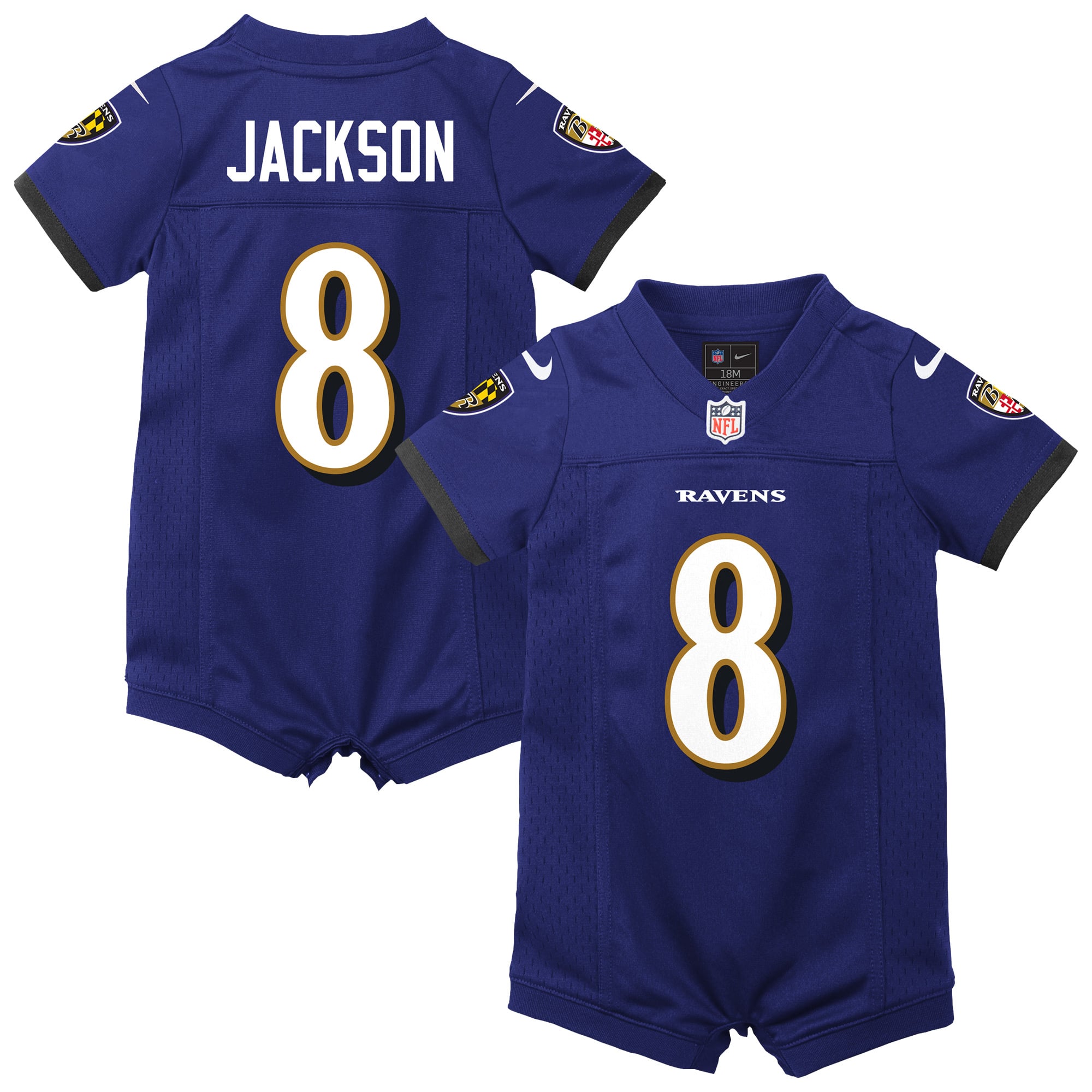 Newborn Nike Lamar Jackson Purple Baltimore Ravens Romper Game Jersey