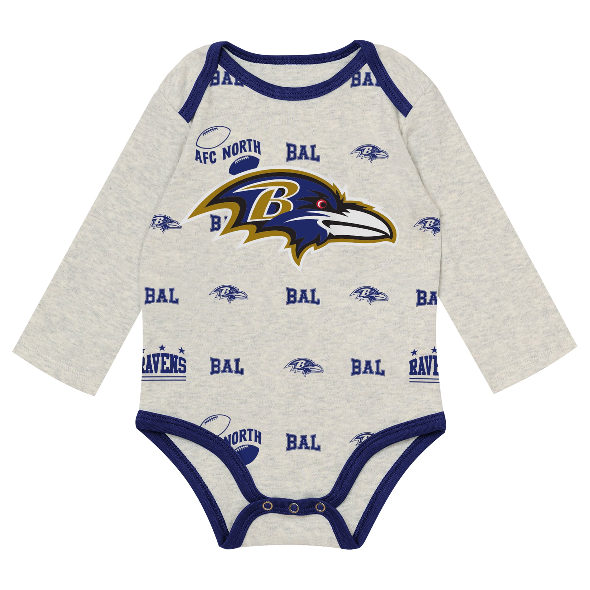 Newborn Outerstuff Heather Gray Baltimore Ravens Huddles & Giggles 3-Piece Pant and Hat Set