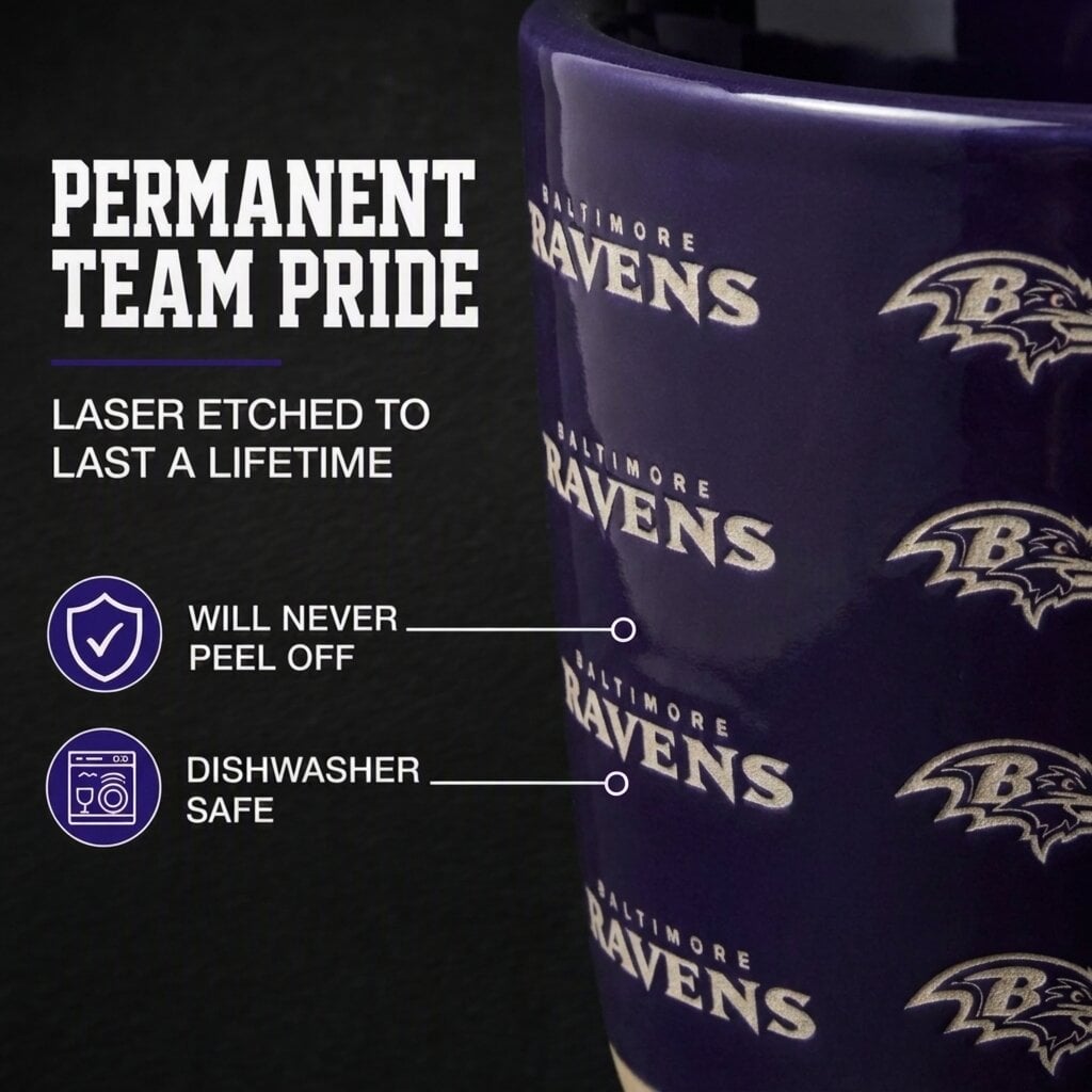 Mug Pegasus Baltimore Ravens 17 oz, logo ton sur ton, finition sablée
