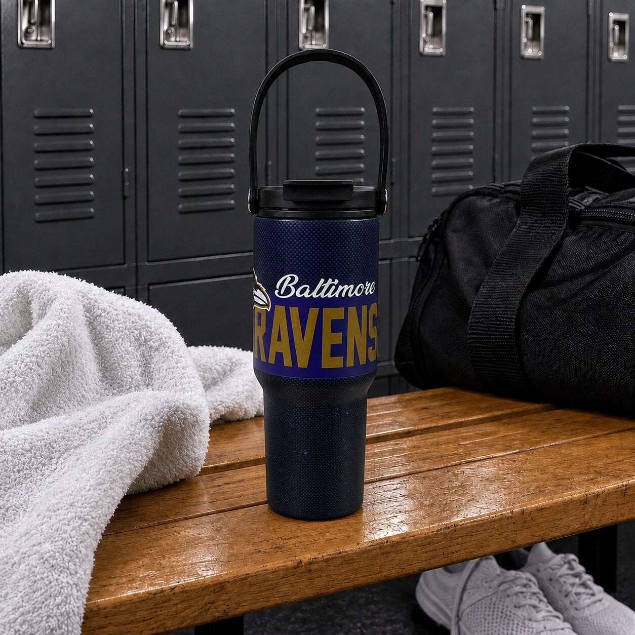 Pegasus Baltimore Ravens 24oz. Speckled Gradient Stainless Steel Dual Top Water Bottle