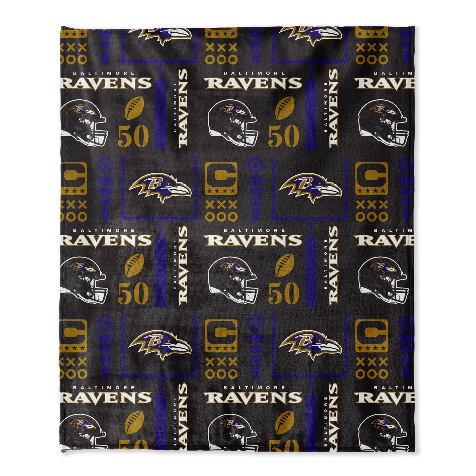 Pegasus Baltimore Ravens 50" x 60" Blackout Team Spirit Ultra Soft Throw & Plush Football Combo Pack