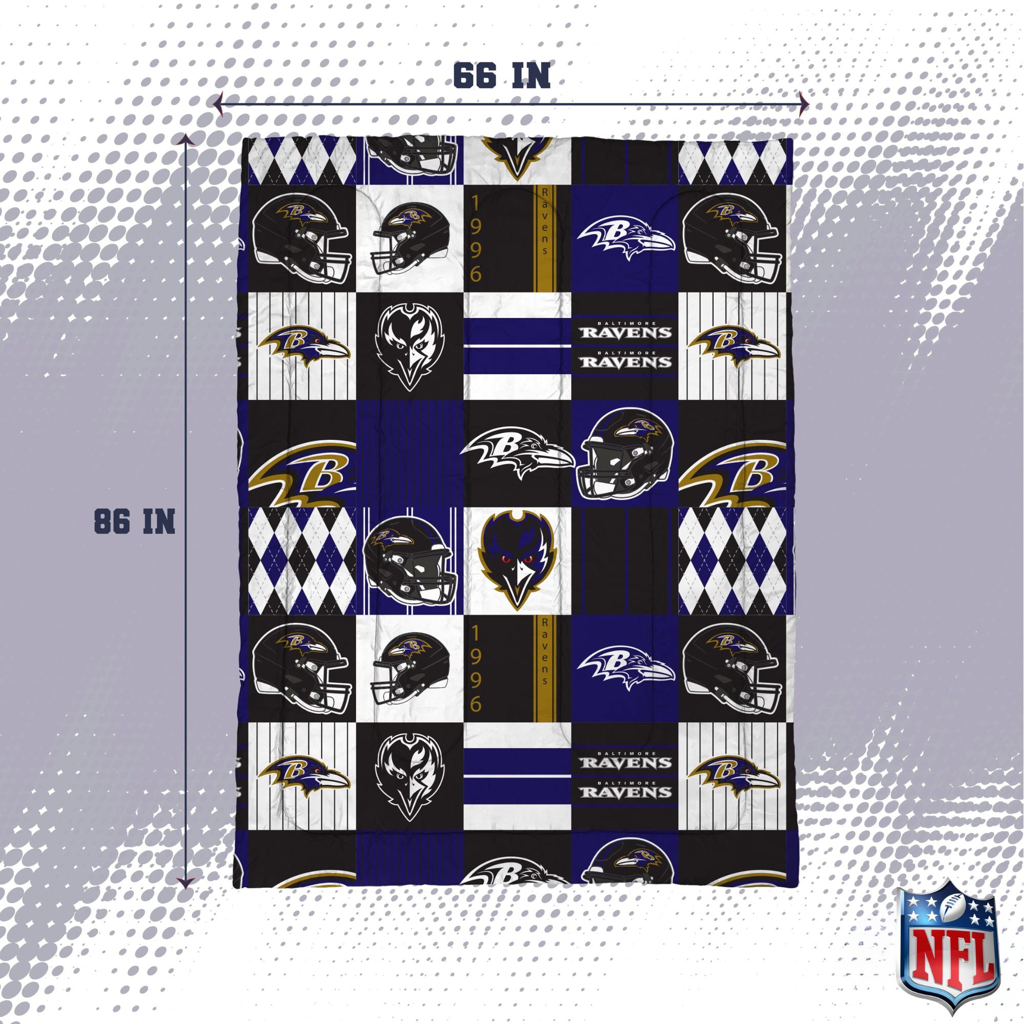 Pegasus Baltimore Ravens Patchwork Plaid Two-Piece Twin/Twin XL Bed in a Bag Set
