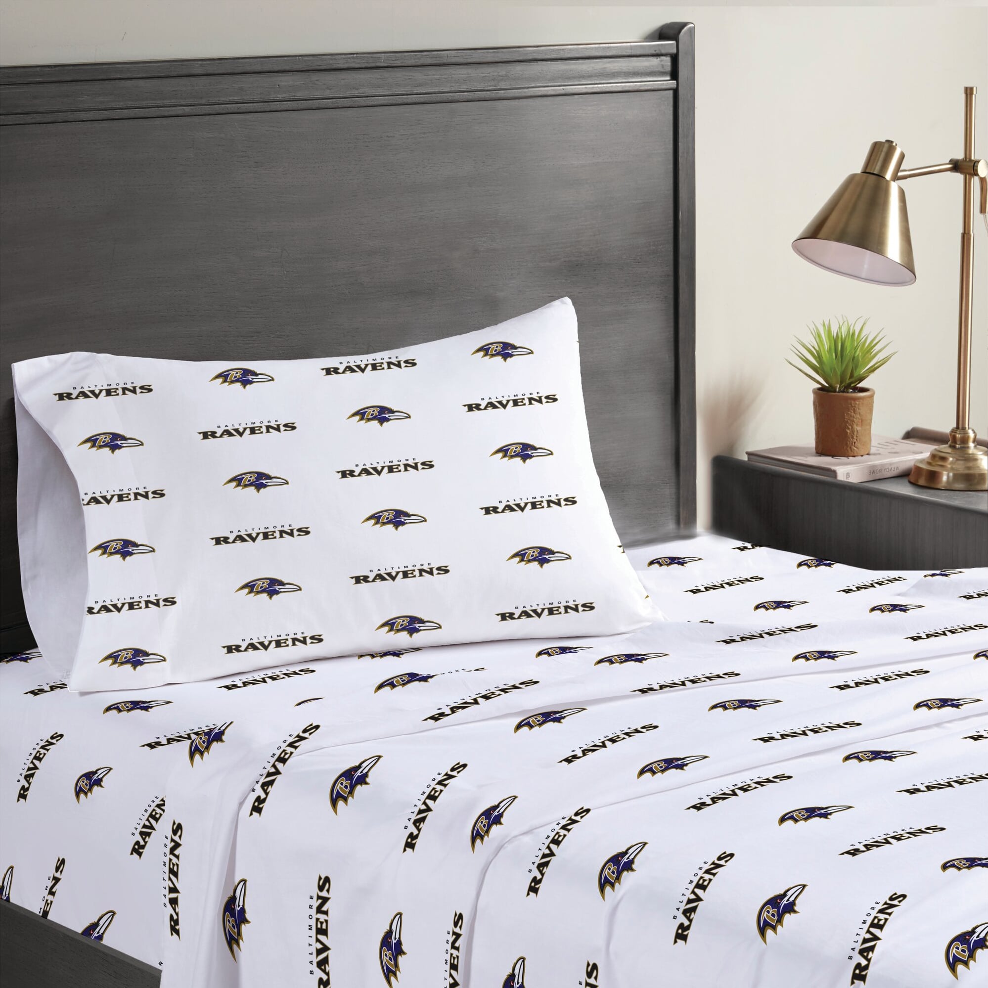 Ensemble de draps trois pièces Pegasus Baltimore Ravens pour lit simple