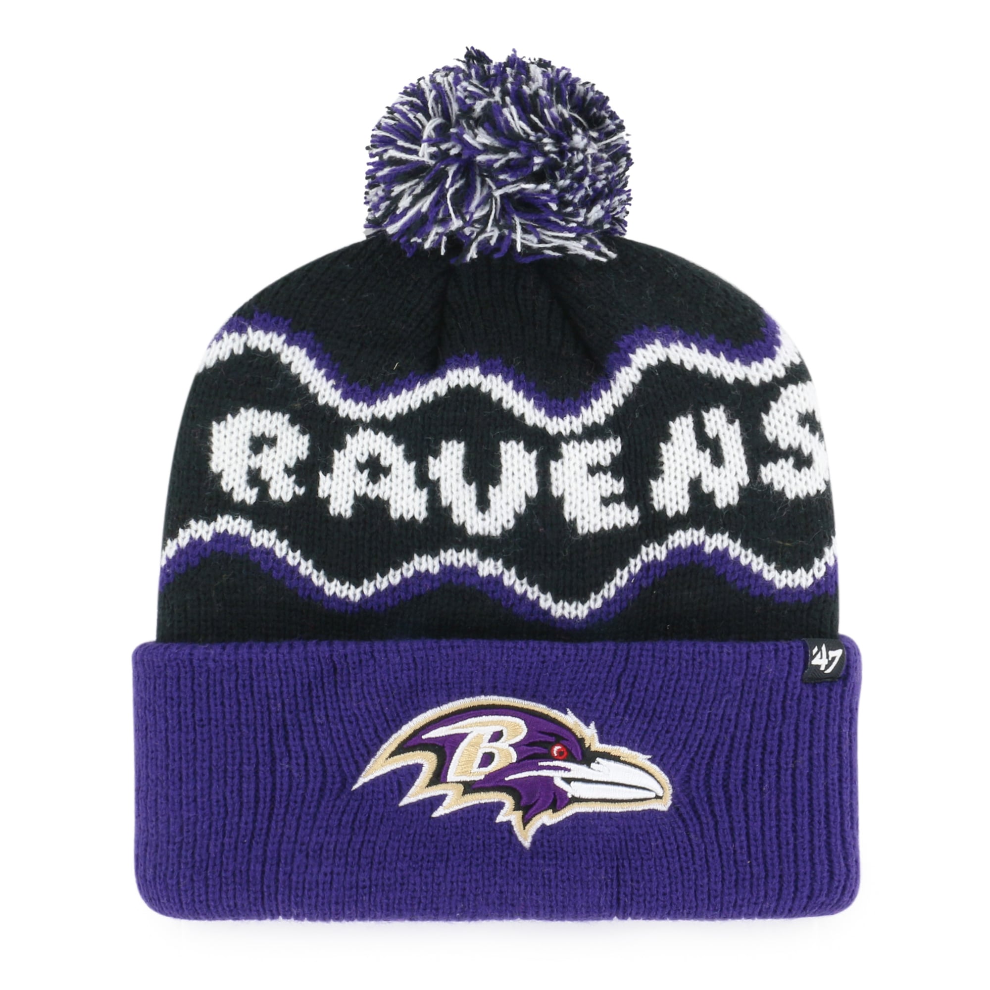 Bonnet tricoté à revers noir Baltimore Ravens '47 pour enfants d'âge préscolaire