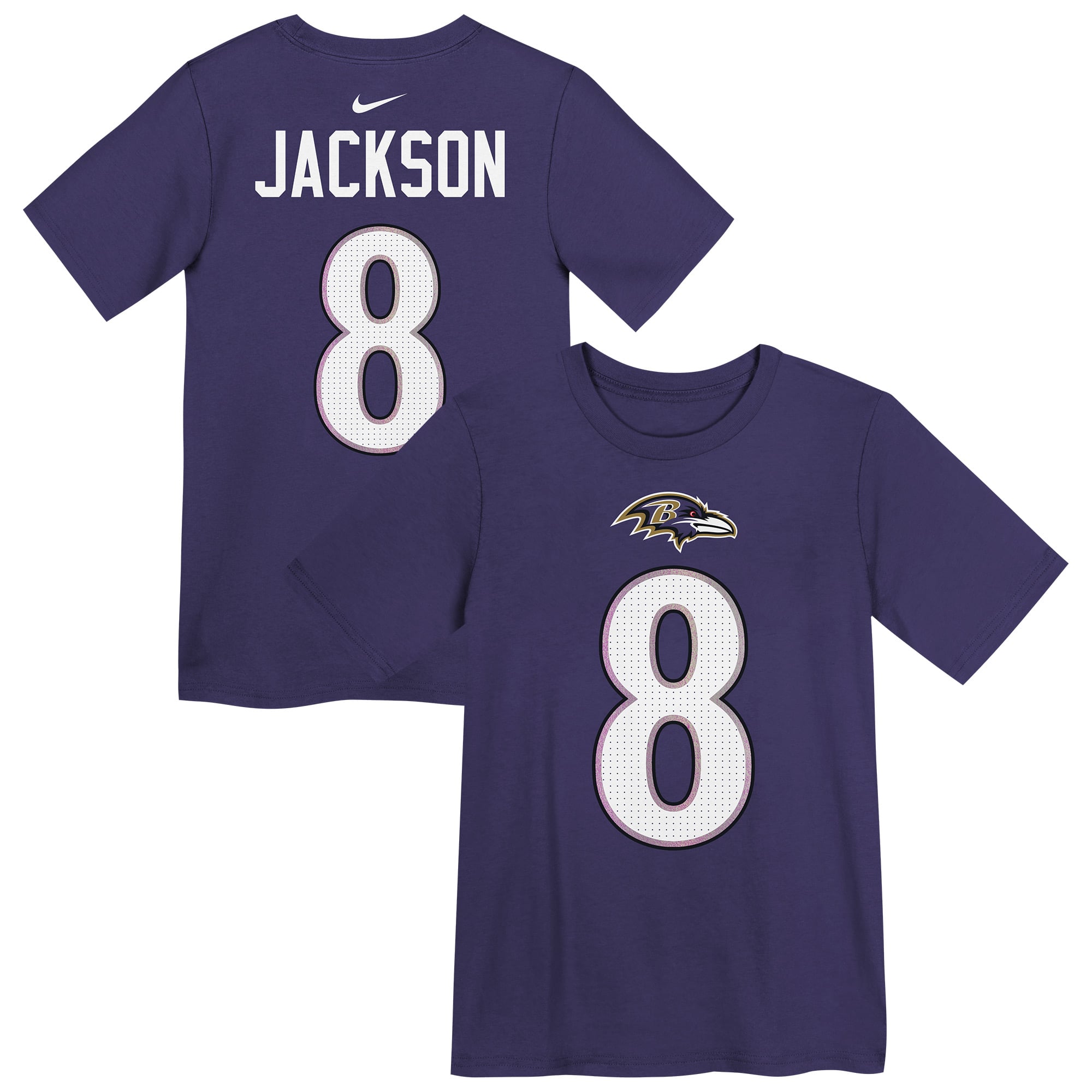 Preschool Nike Lamar Jackson Purple Baltimore Ravens Name & Number T-Shirt
