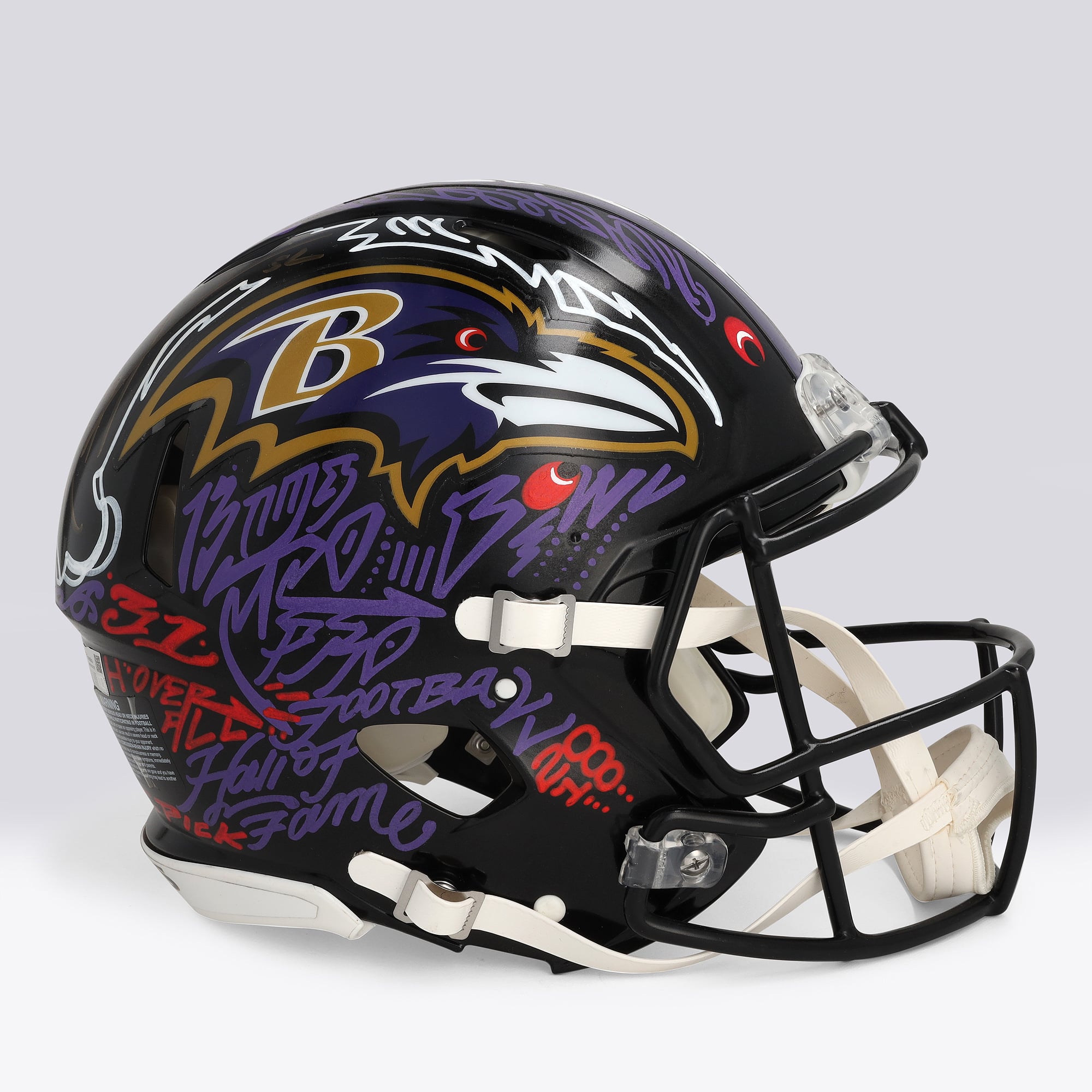 Ray Lewis Baltimore Ravens Autographed Riddell Speed Authentic Helmet - Art by JK5 - Limited Edition #1/1 - WN55916777