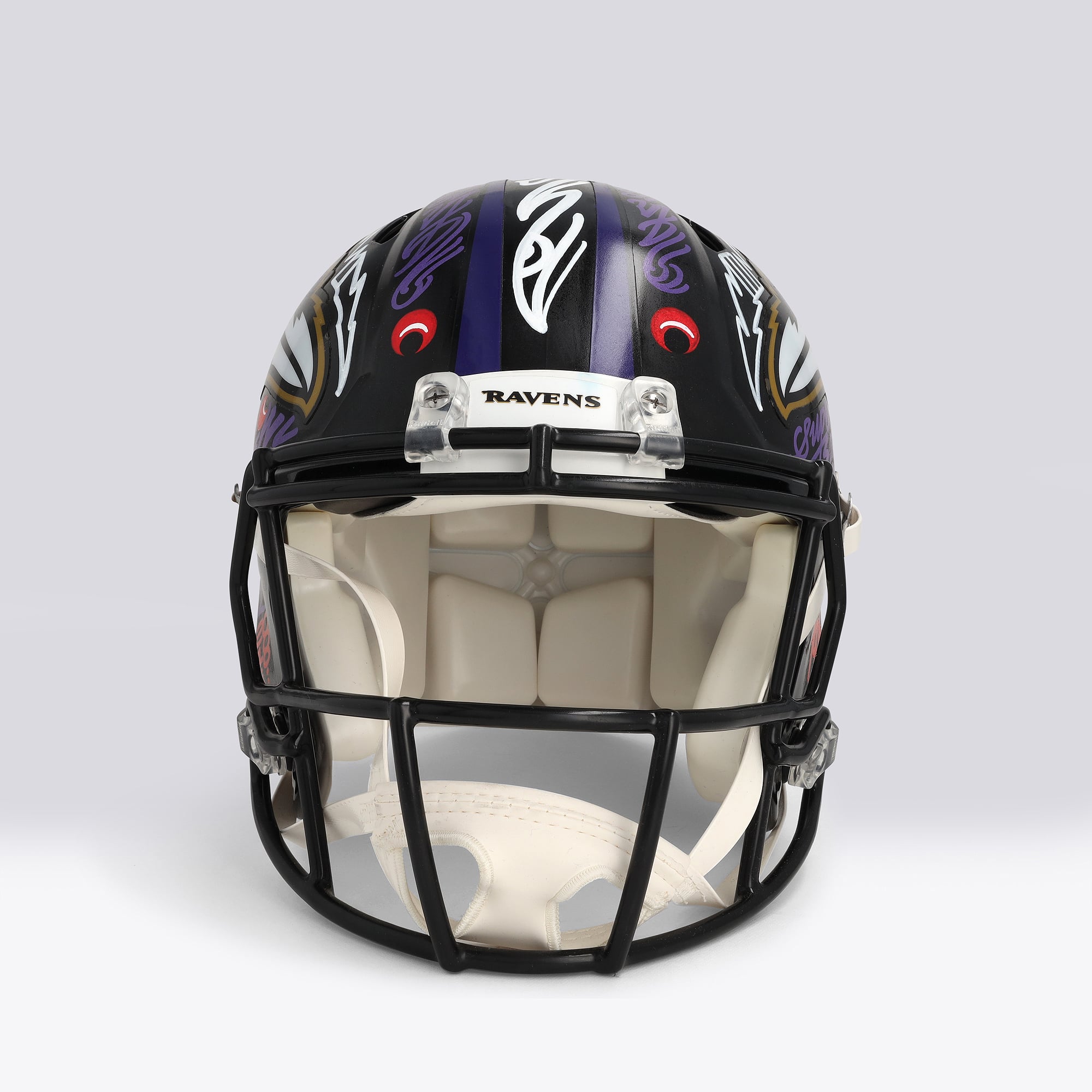 Ray Lewis Baltimore Ravens Autographed Riddell Speed Authentic Helmet - Art by JK5 - Limited Edition #1/1 - WN55916777