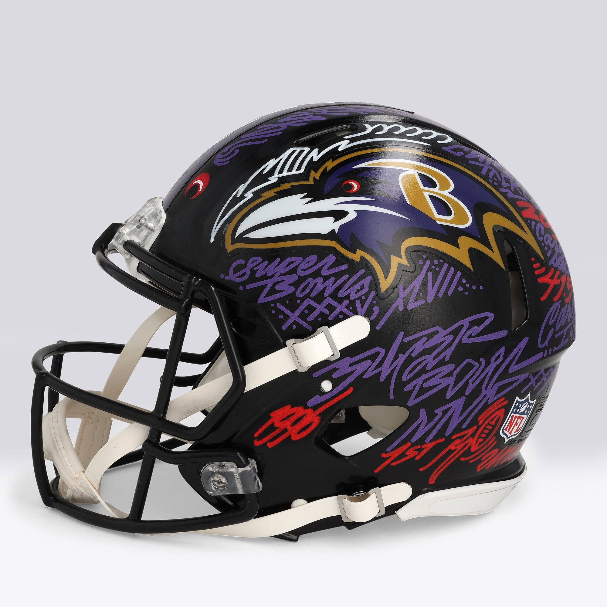Ray Lewis Baltimore Ravens Autographed Riddell Speed Authentic Helmet - Art by JK5 - Limited Edition #1/1 - WN55916777