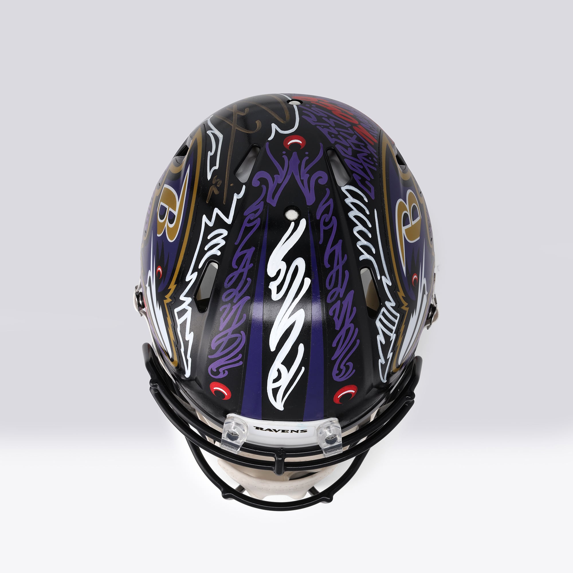 Ray Lewis Baltimore Ravens Autographed Riddell Speed Authentic Helmet - Art by JK5 - Limited Edition #1/1 - WN55916777