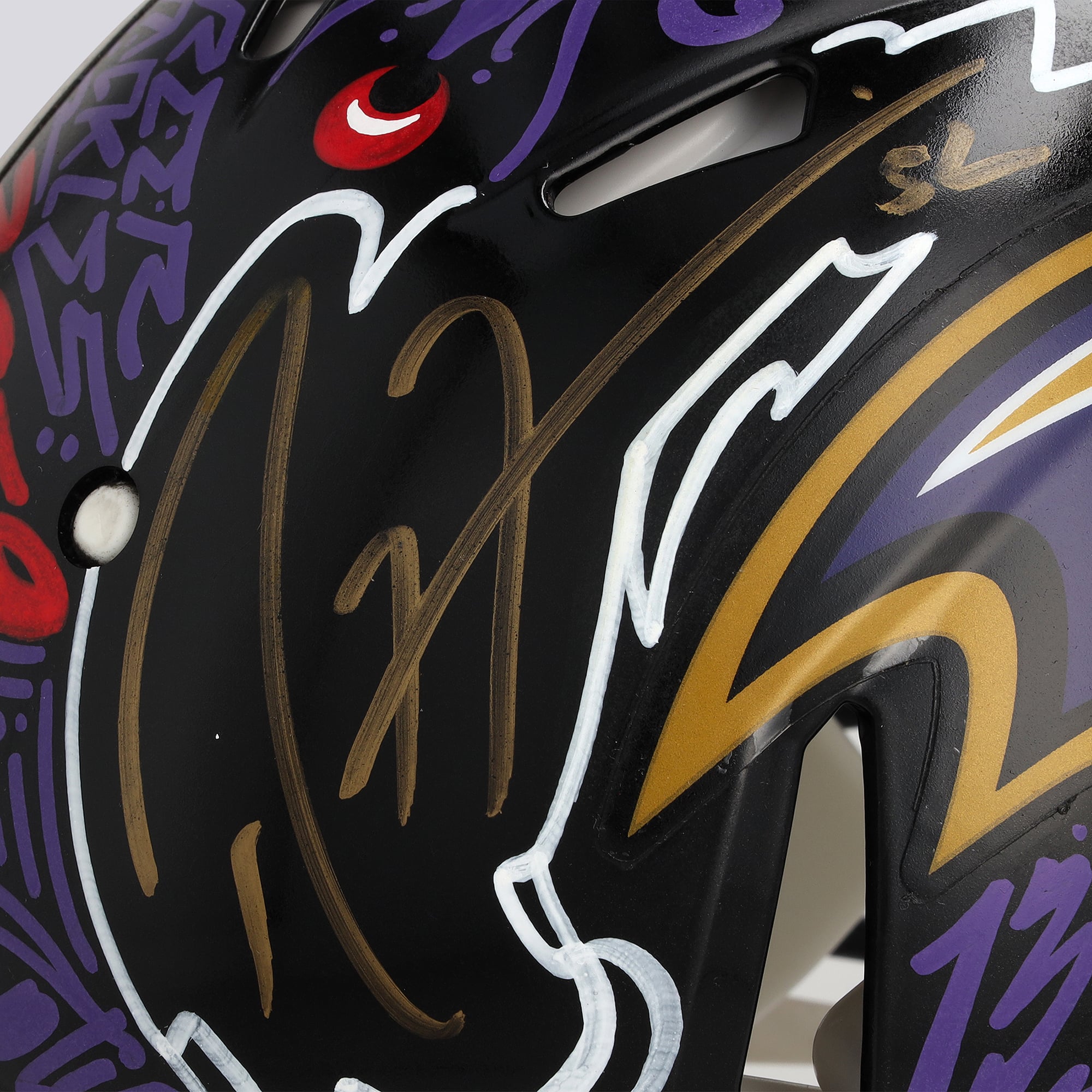 Ray Lewis Baltimore Ravens Autographed Riddell Speed Authentic Helmet - Art by JK5 - Limited Edition #1/1 - WN55916777