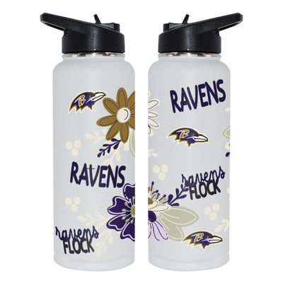 Baltimore Ravens The Memory Company 34oz. Flowers Stainless Steel Quencher Bottle