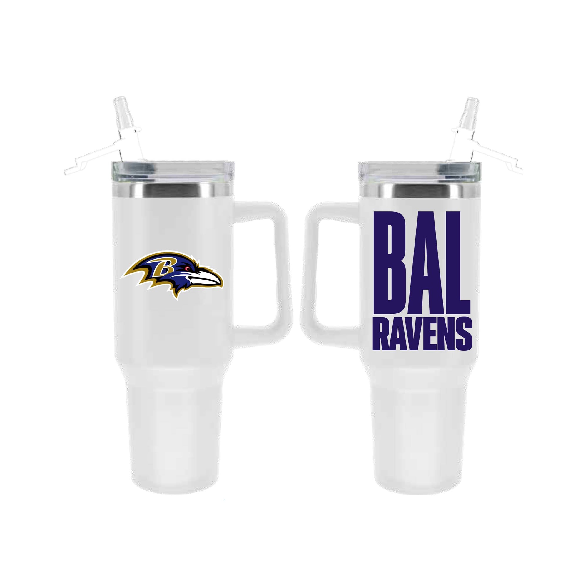 Gobelet isotherme Baltimore Ravens de 1,2 L (40 oz) en acier inoxydable avec paille rabattable, de la marque Memory Company.