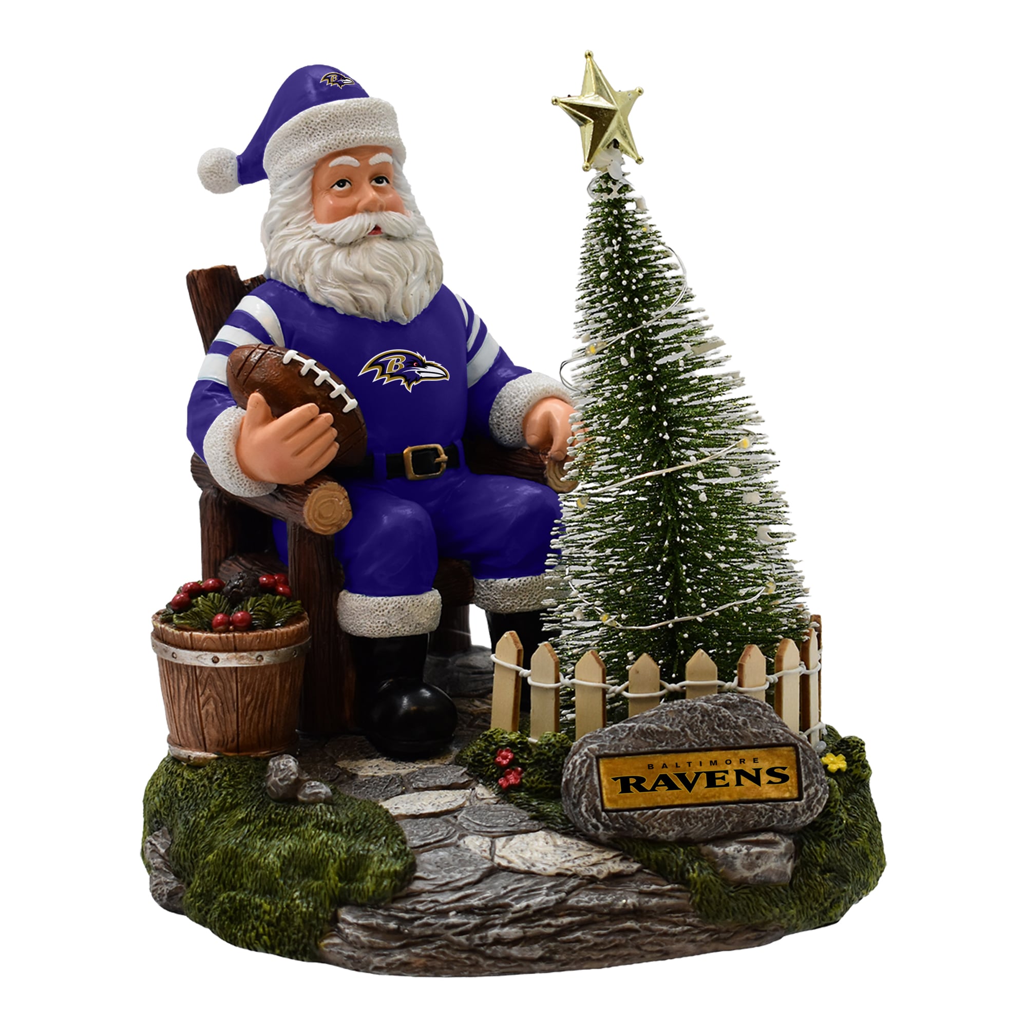 Figurine de Père Noël des Ravens de Baltimore avec sapin LED de The Memory Company