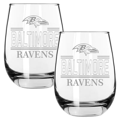 Baltimore Ravens The Memory Company Two-Piece 15oz. Classic Crew Stemless Wine Glass Set