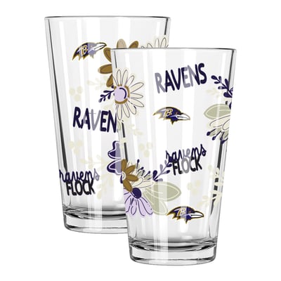 Baltimore Ravens The Memory Company Two-Piece 16oz. Flowers Pint Glass Set