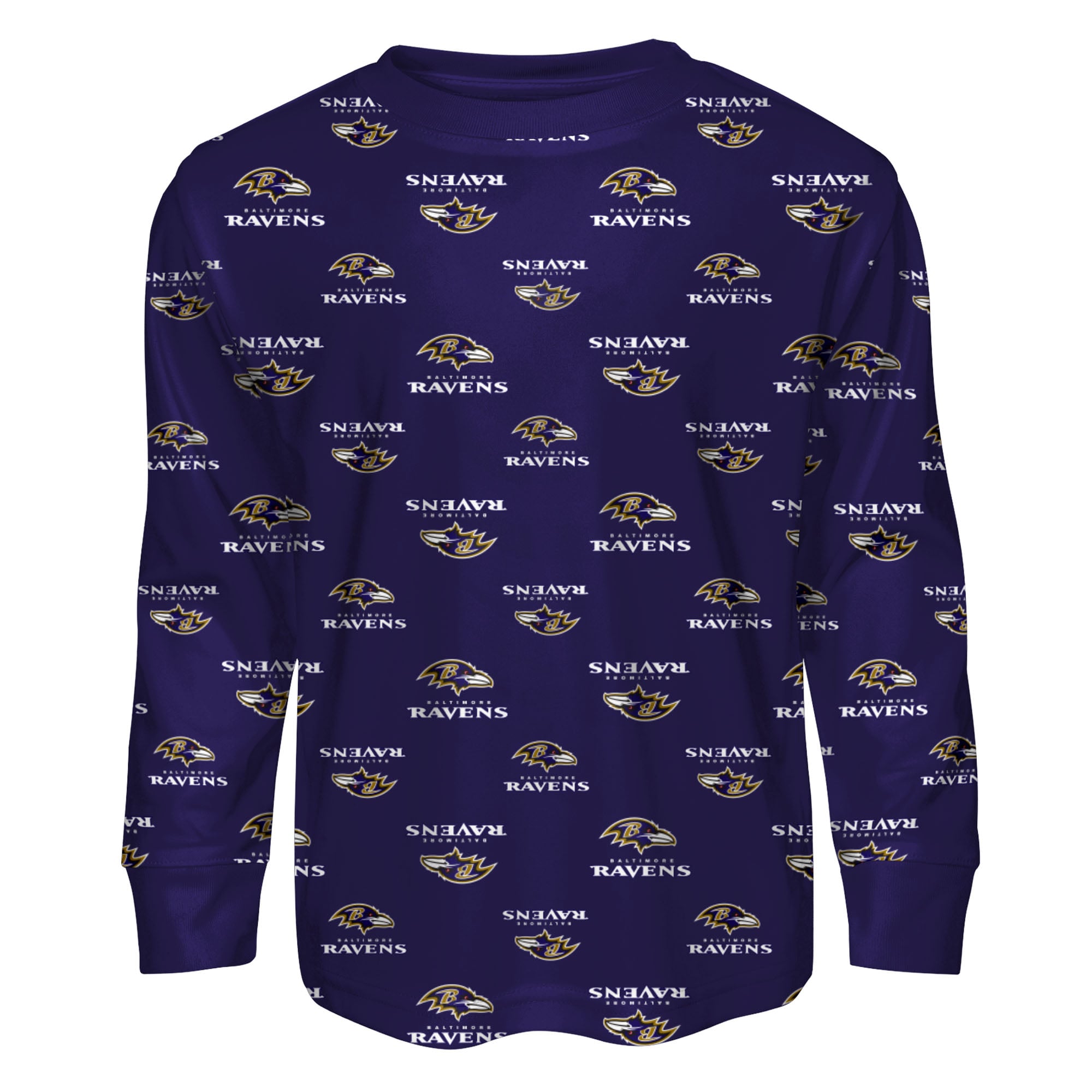 Toddler Outerstuff Purple Baltimore Ravens All-Over-Print Long Sleeve T-Shirt and Pants Sleep Set