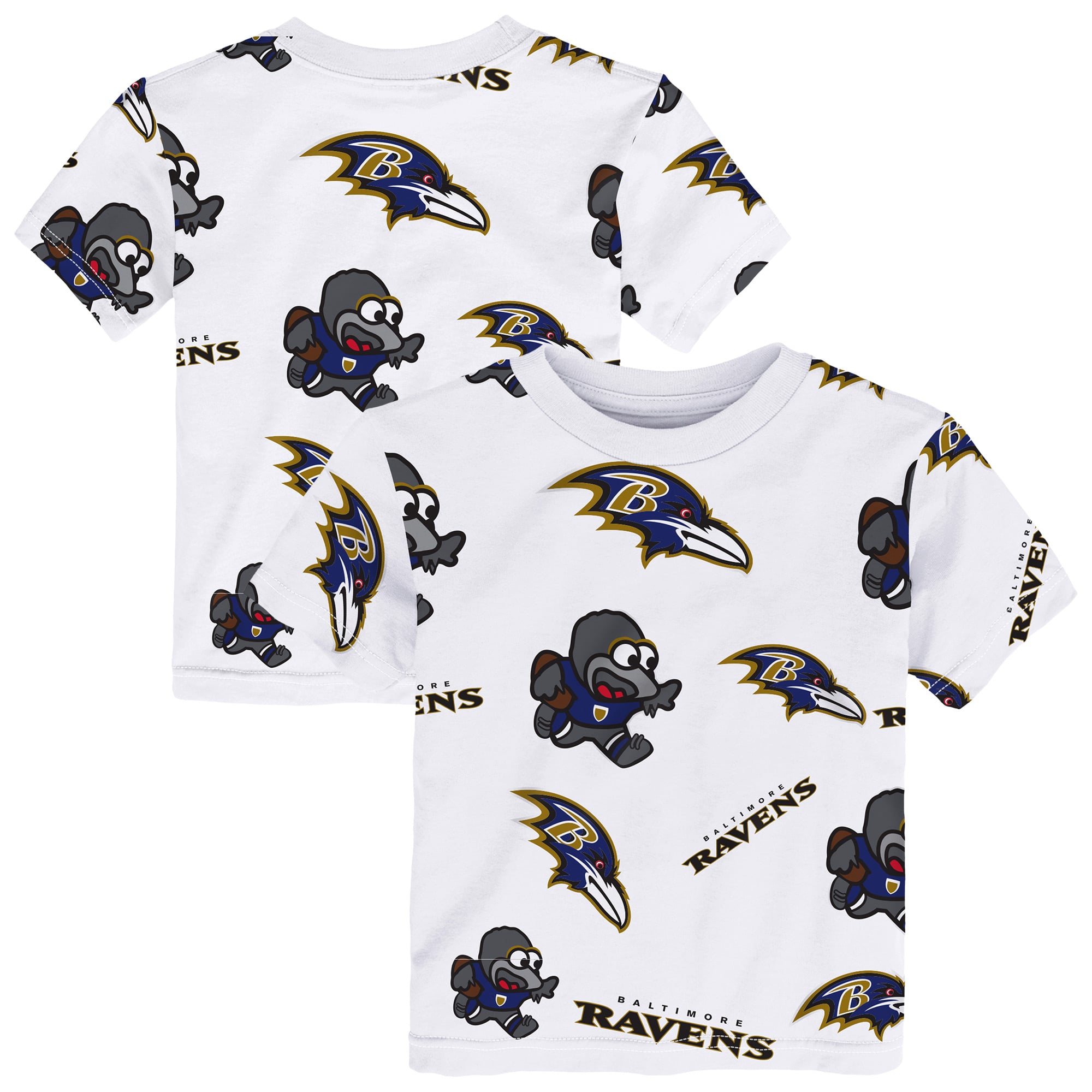 Toddler Outerstuff White Baltimore Ravens Mascot Play T-Shirt