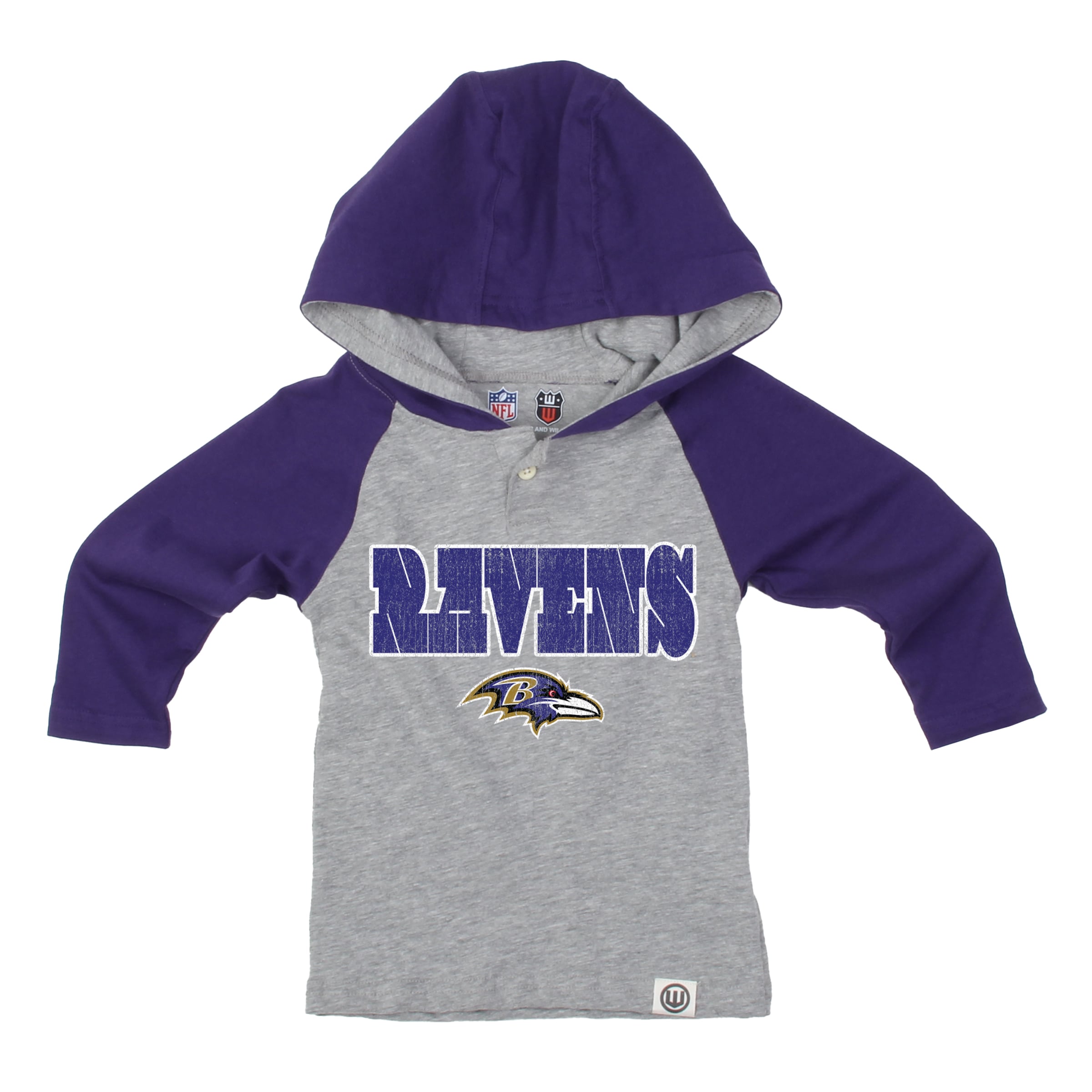 Toddler Wes & Willy Heather Gray/Purple Baltimore Ravens Henley Hoodie Sweatpants Set