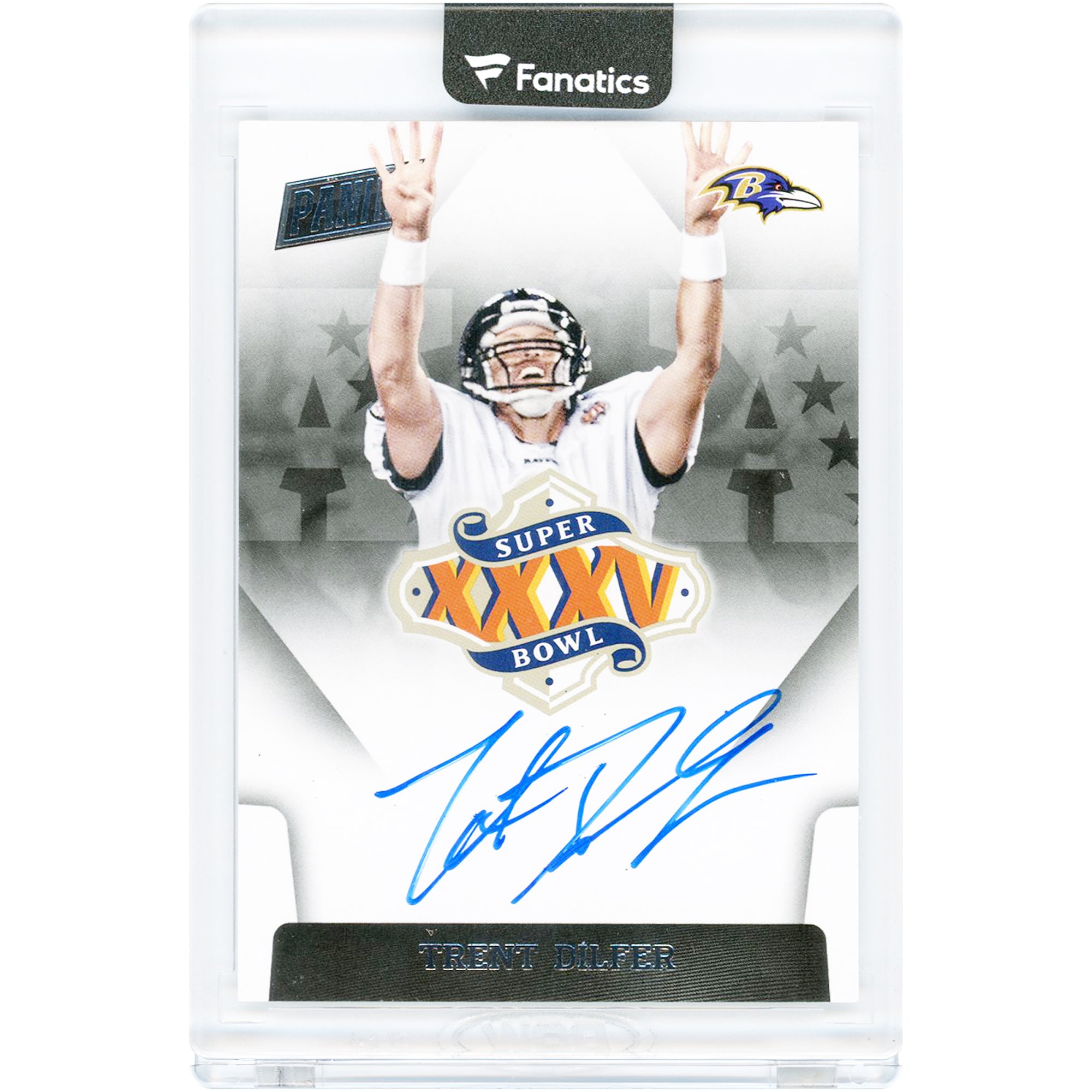 Carte Panini Super Bowl XXXV 2015 autographiée par Trent Dilfer (Ravens de Baltimore) #SBXXXV-TD
