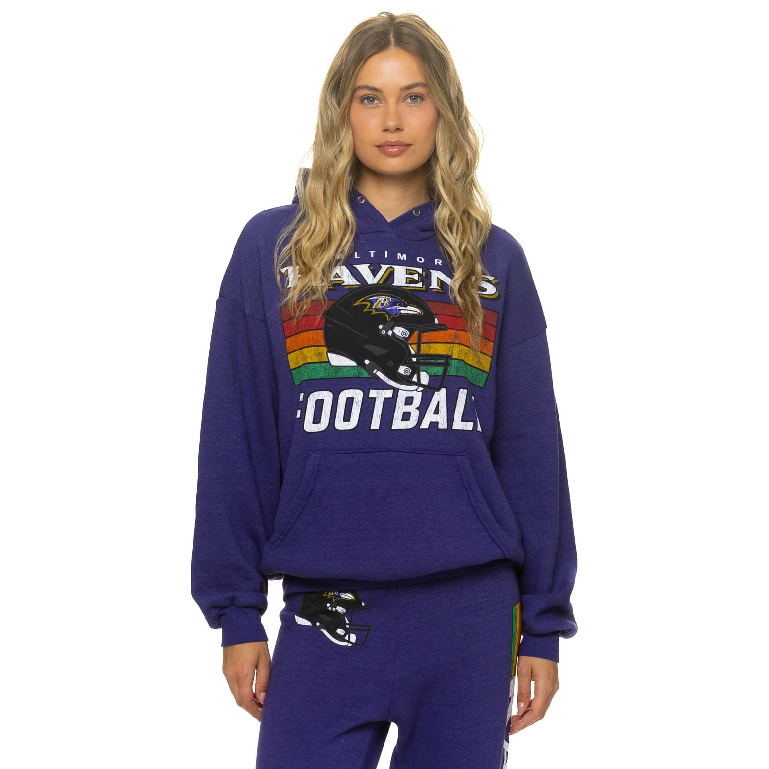 Sweat à capuche unisexe Aviator Nation violet Baltimore Ravens, coupe décontractée, en mélange de trois matières.