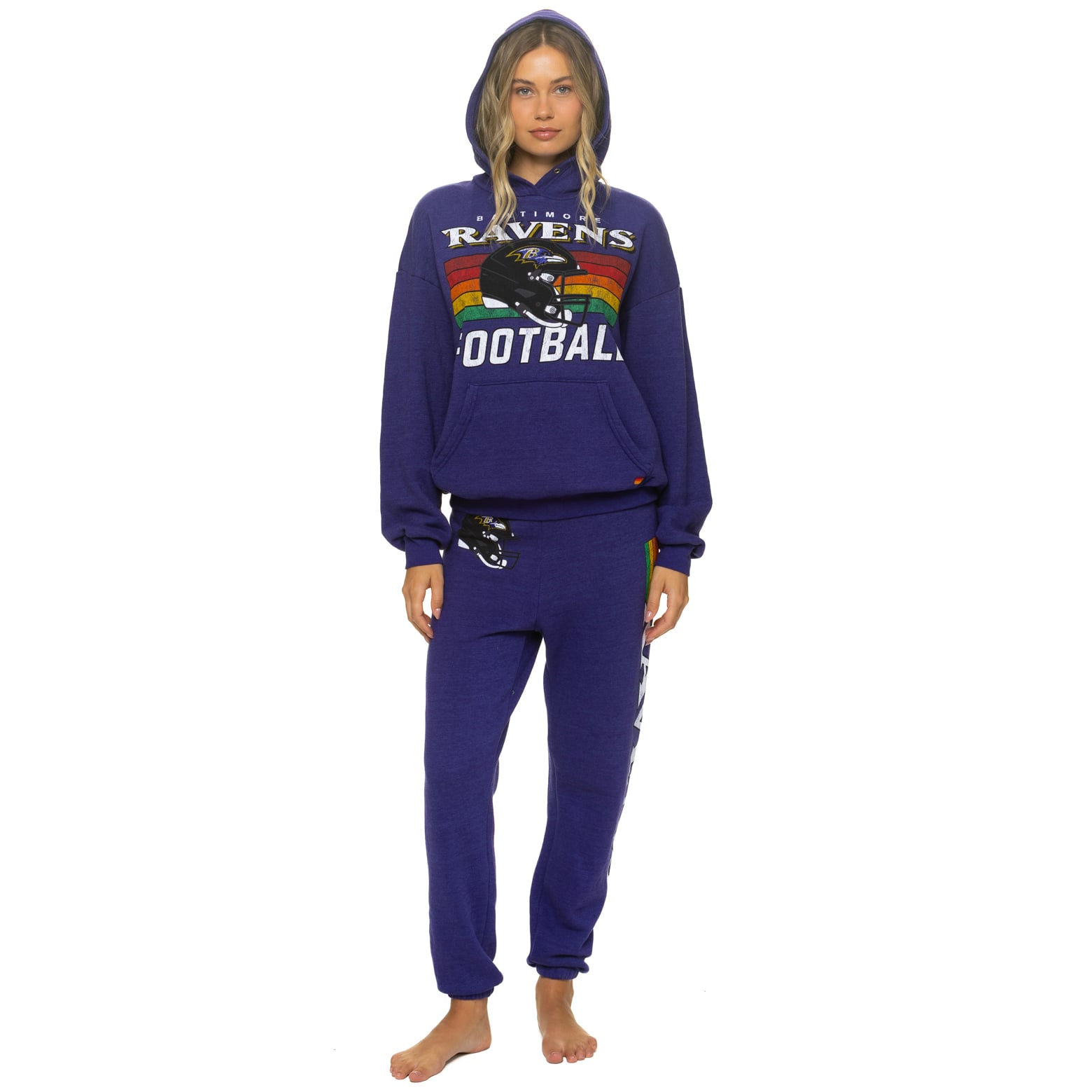 Sweat à capuche unisexe Aviator Nation violet Baltimore Ravens, coupe décontractée, en mélange de trois matières.
