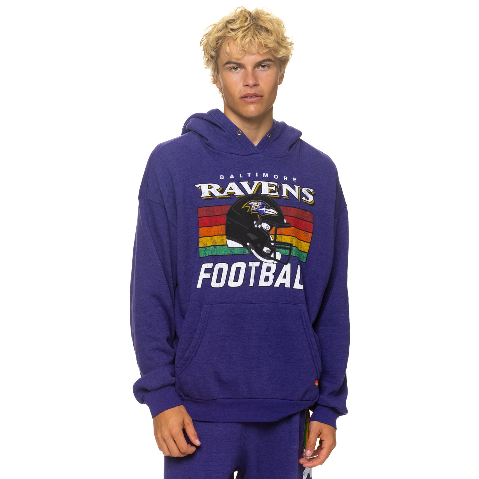 Sweat à capuche unisexe Aviator Nation violet Baltimore Ravens, coupe décontractée, en mélange de trois matières.