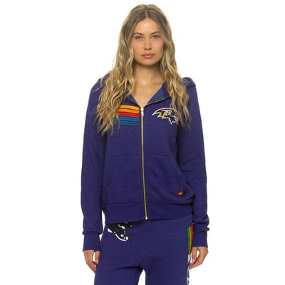 Baltimore Ravens Aviator Nation Unisex Tri-Blend Full-Zip Hoodie - Purple