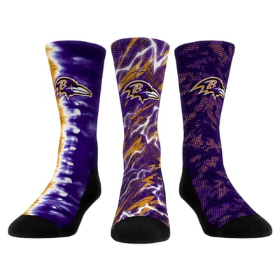 Baltimore Ravens Rock Em Unisex Team Tones Three-Pack Crew Socks