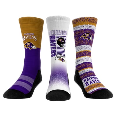  Baltimore Ravens Rock Em Unisex Throwback Three-Pack Crew Sock Set - 