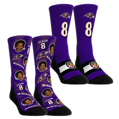 Lamar Jackson Baltimore Ravens Rock Em Unisex Player Football Guy Two-Pack Crew Sock Set