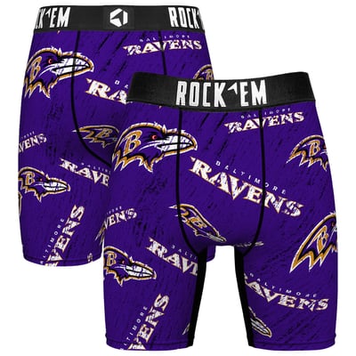  Baltimore Ravens Rock Em Unisex Throwback Logo Allover Boxer Briefs - Purple