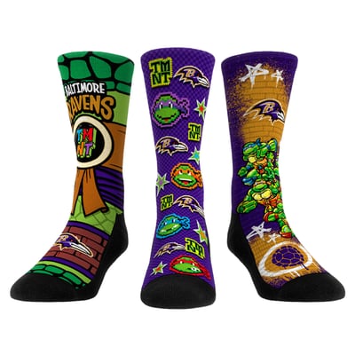  Baltimore Ravens Rock Em Unisex TMNT Three-Pack Crew Sock Set - Purple