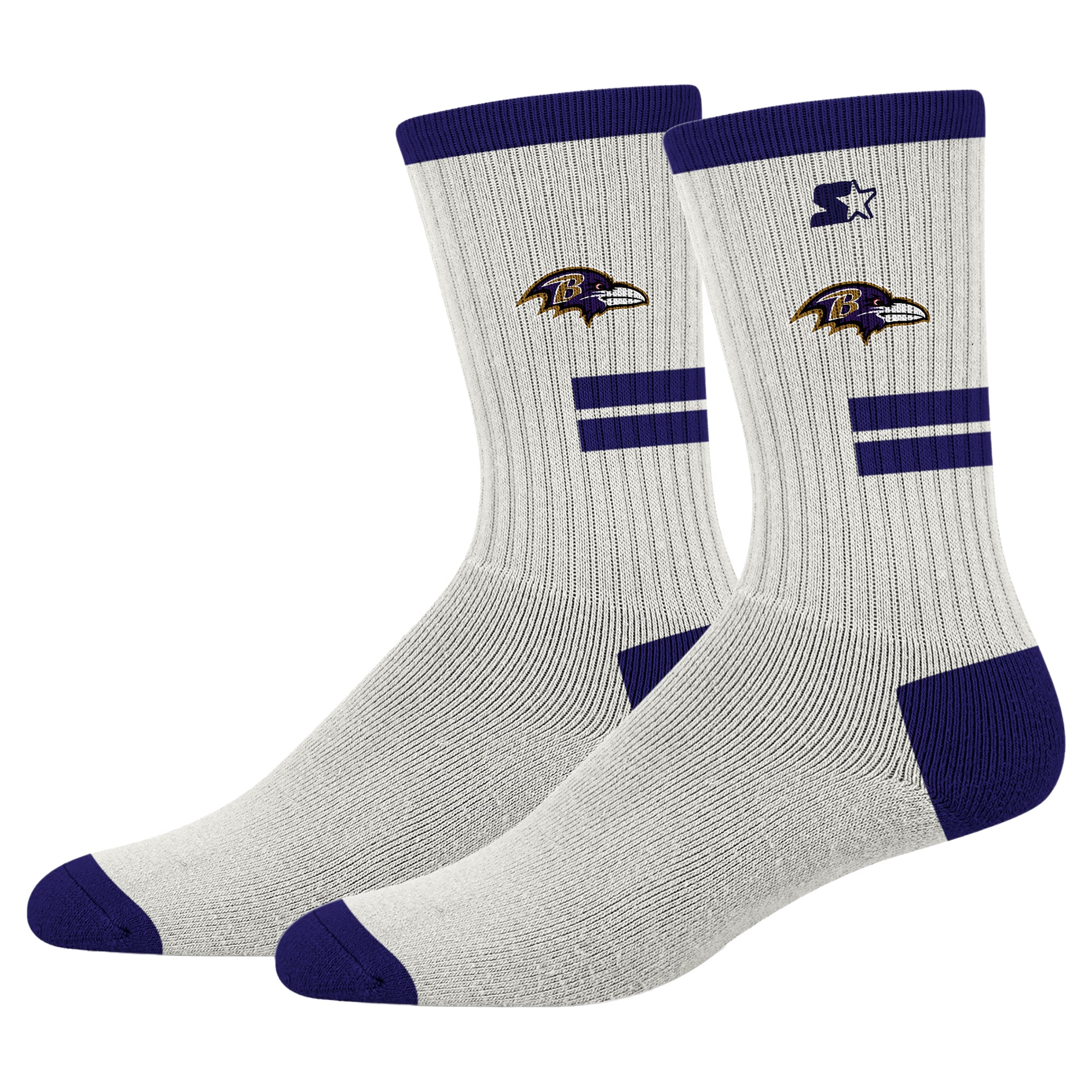 Chaussettes unisexe Starter Cream Baltimore Ravens Premiere rembourrées mi-mollet