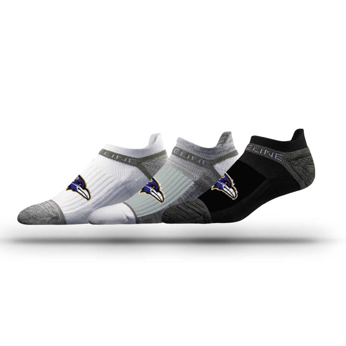 Unisex Strideline Baltimore Ravens Three-Pack Team Logo Ankle Socks Set
