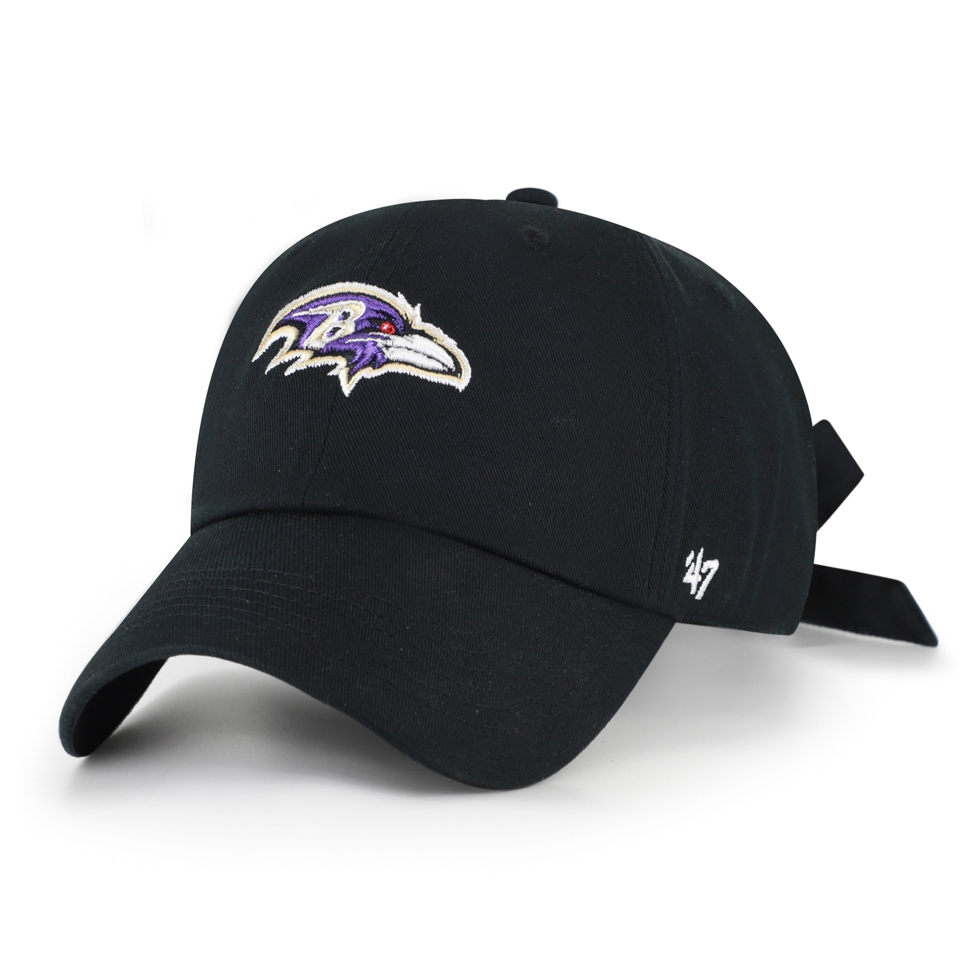 Women's '47 Black Baltimore Ravens Bow Back Clean Up Adjustable Hat