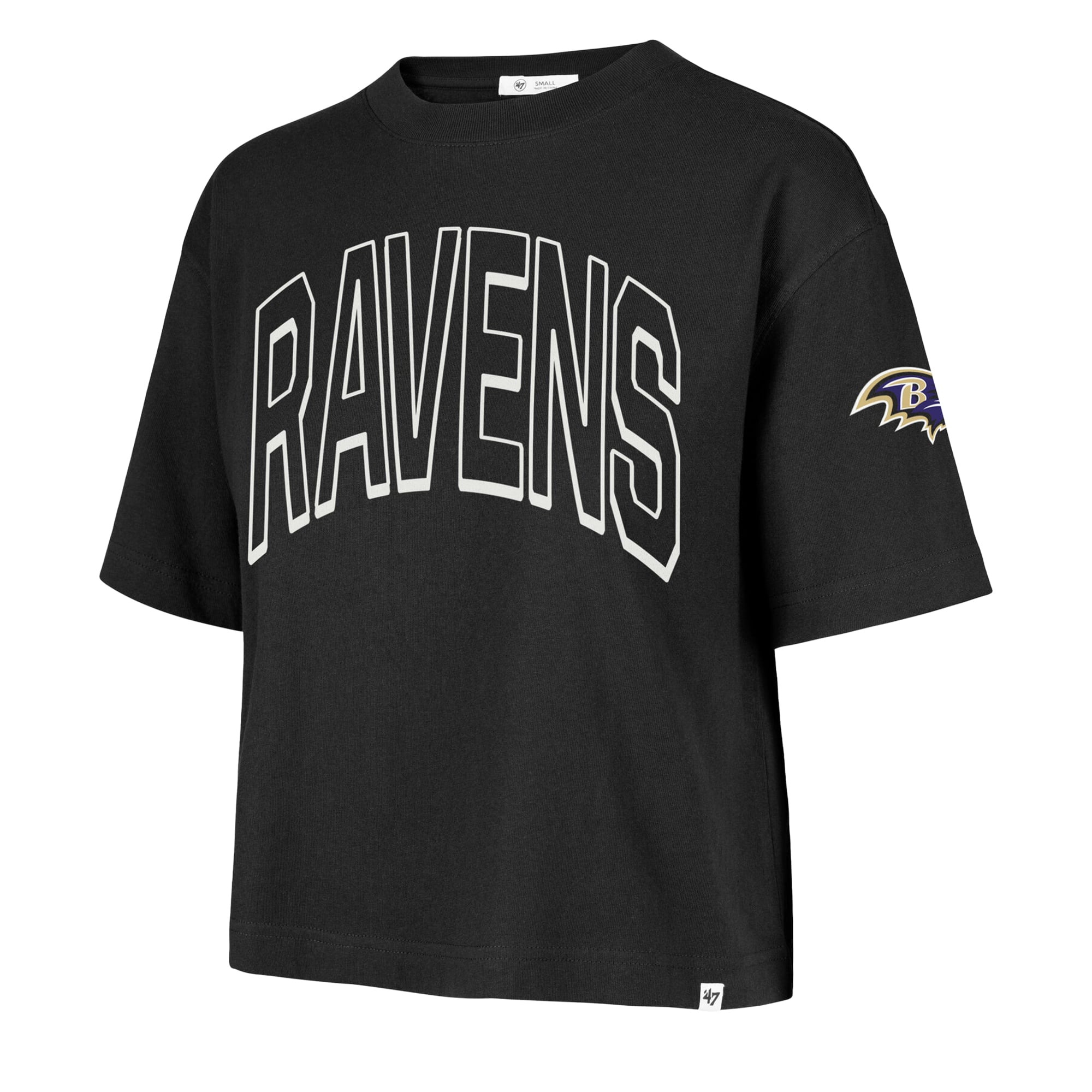 Women's '47 Black Baltimore Ravens Call Out Reed City T-Shirt