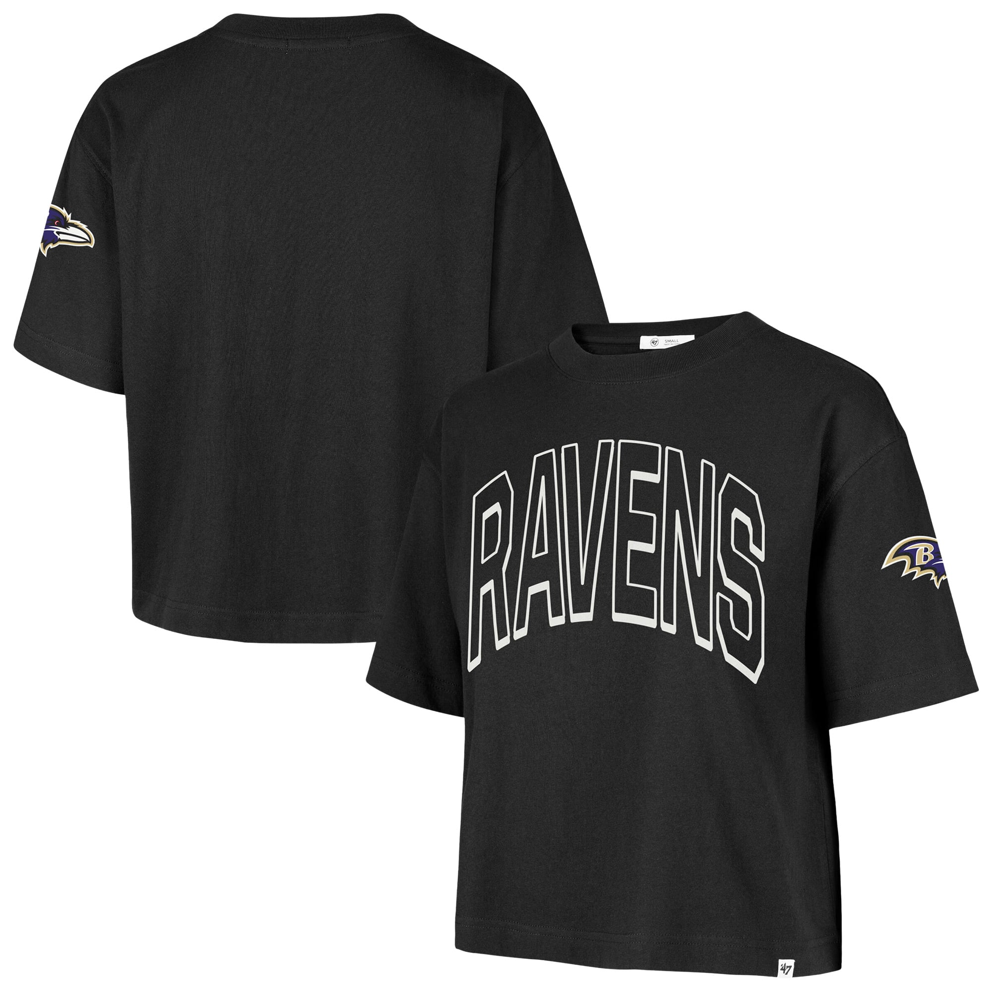 Women's '47 Black Baltimore Ravens Call Out Reed City T-Shirt