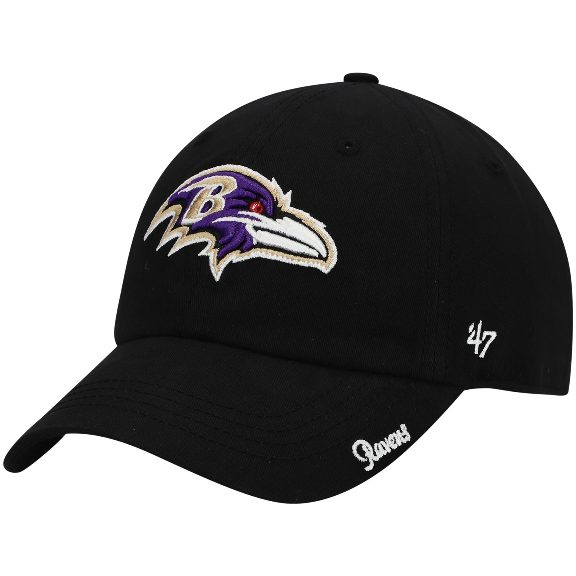 Women's '47 Black Baltimore Ravens Miata Clean Up Adjustable Hat