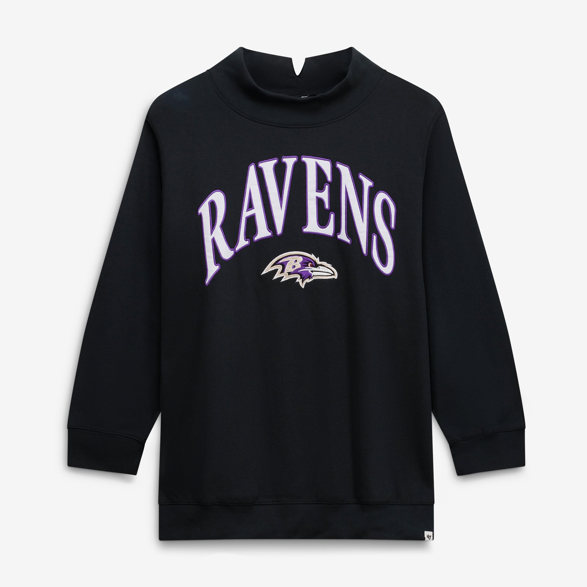 Women's '47 Black Baltimore Ravens Plus Vantage Mock Neck Pullover