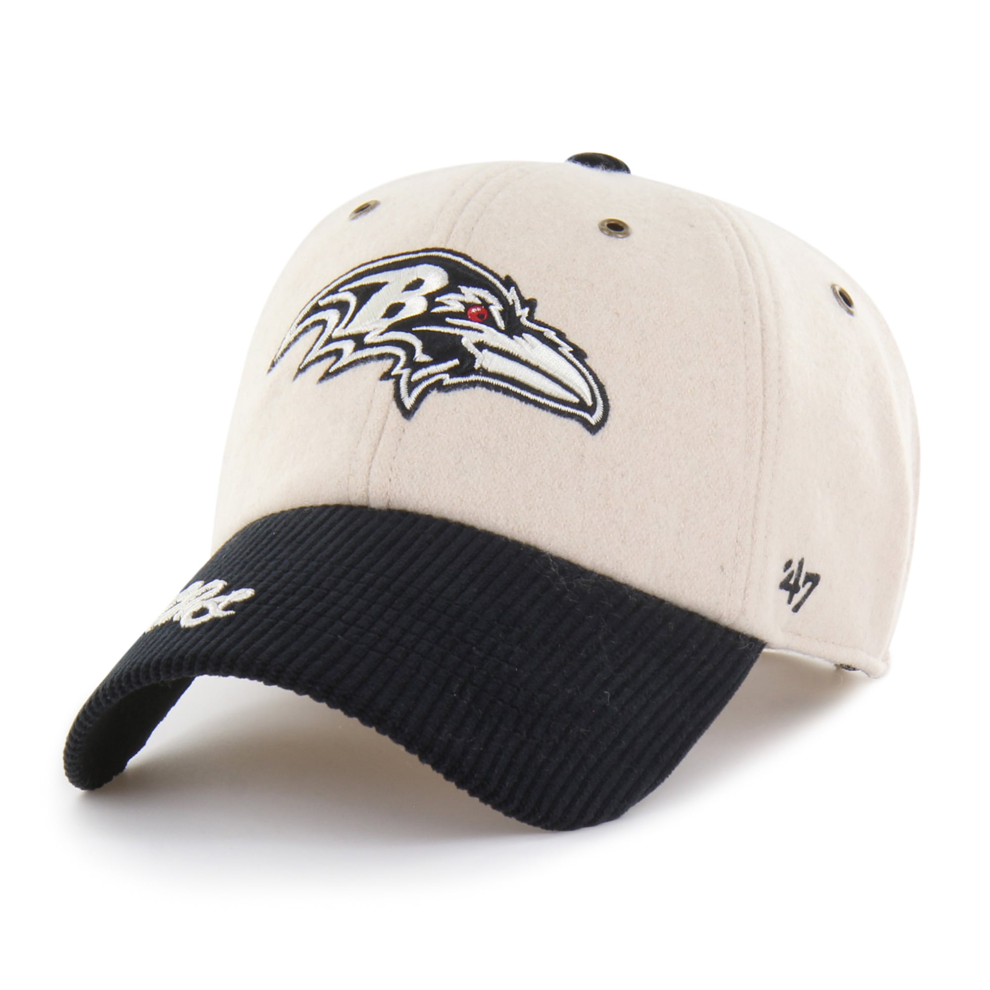 Women's '47 Natural/Black Baltimore Ravens Rope Script Clean Up Adjustable Hat
