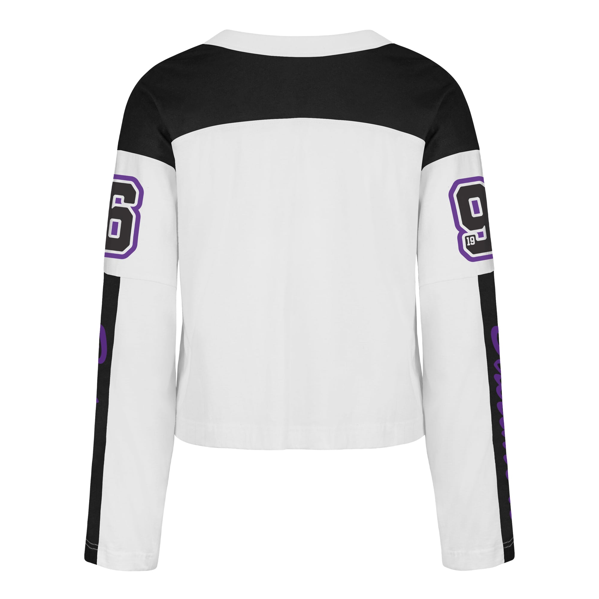 T-shirt à manches longues et col en V blanc Baltimore Ravens pour femme, modèle 47.