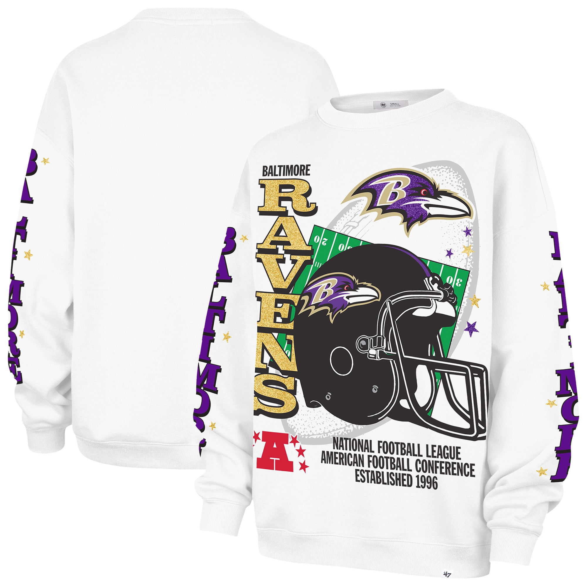 Sweat-shirt polaire oversize Baltimore Ravens blanc « 47 » pour femme