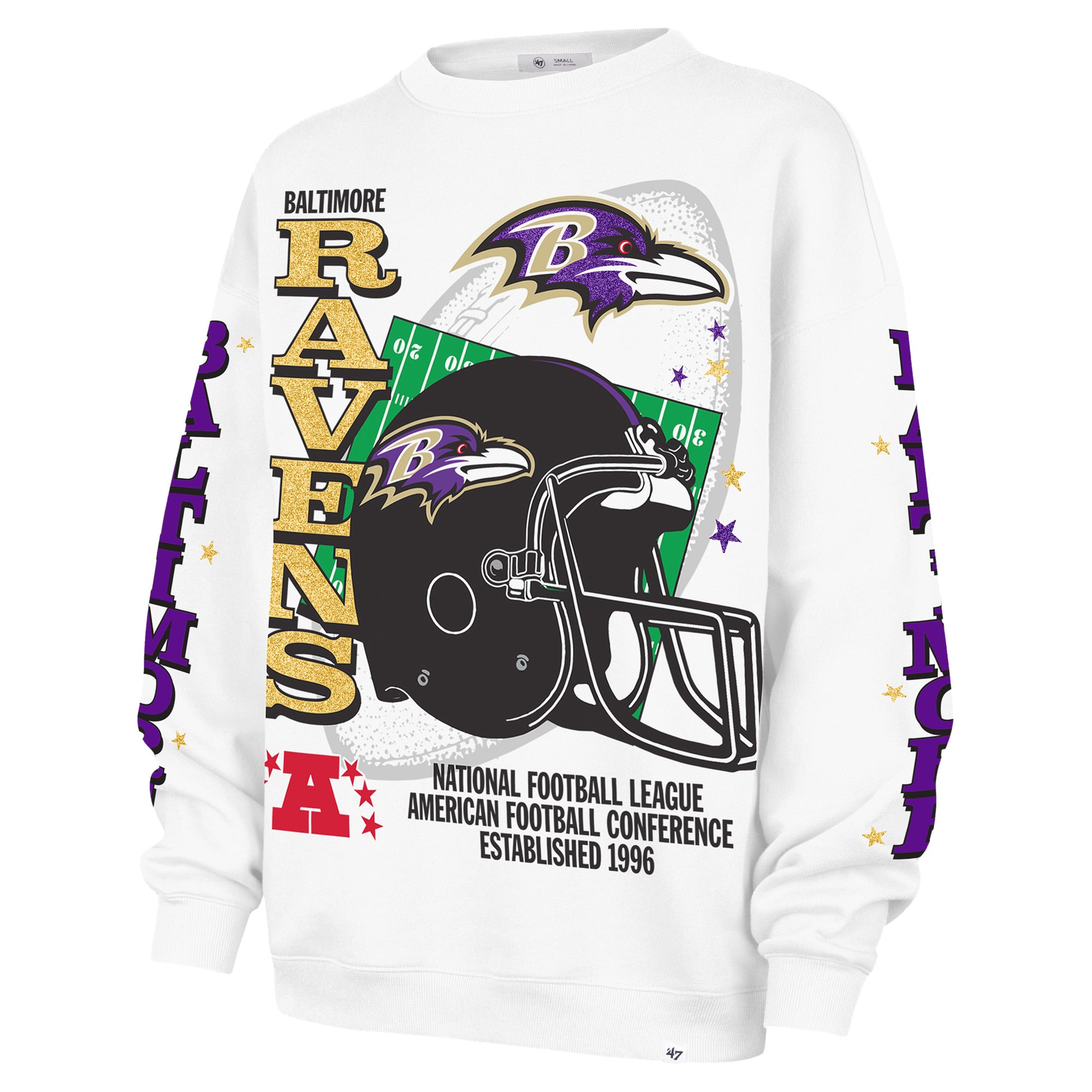 Sweat-shirt polaire oversize Baltimore Ravens blanc « 47 » pour femme