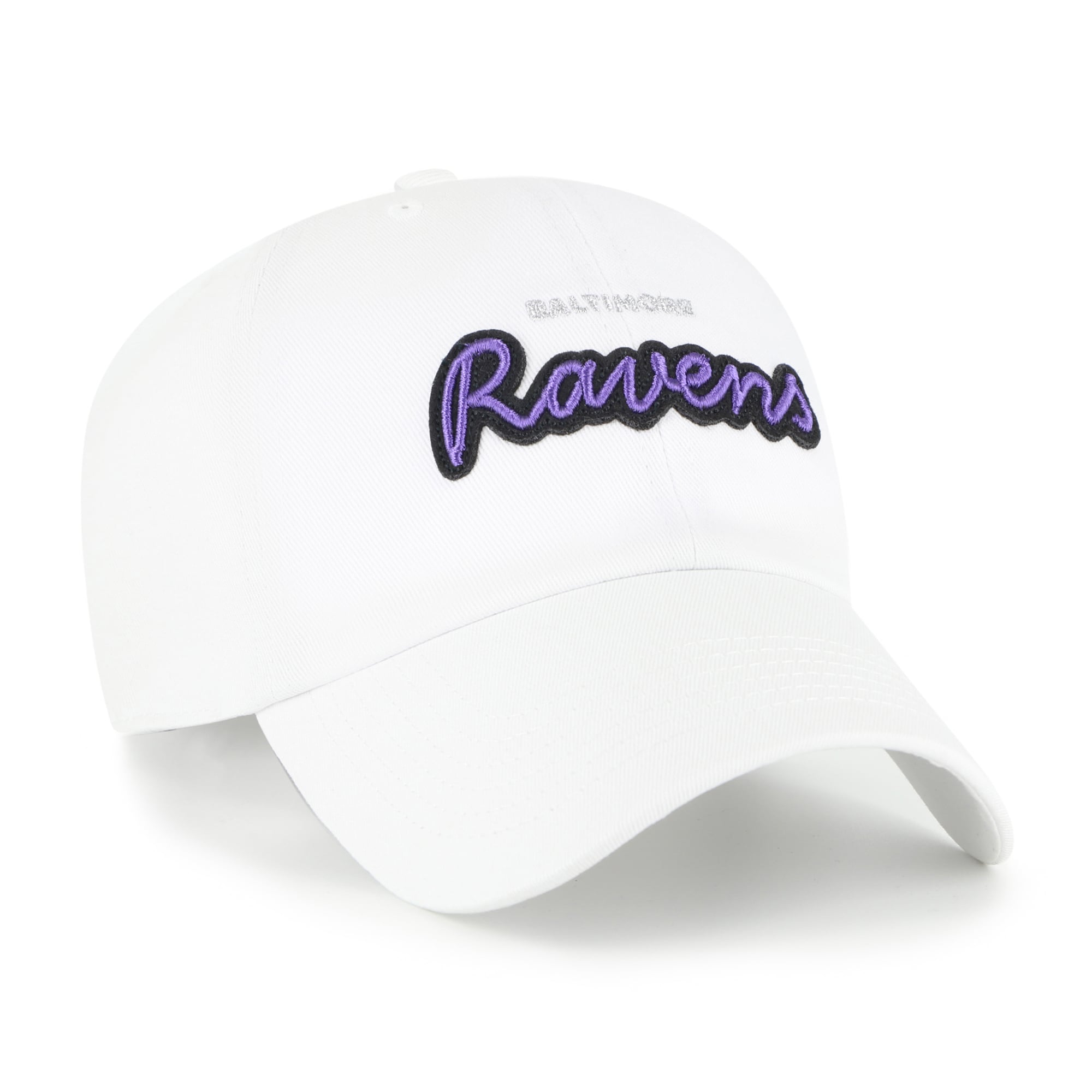 Women's '47 White Baltimore Ravens Trendy Script Clean Up Adjustable Hat