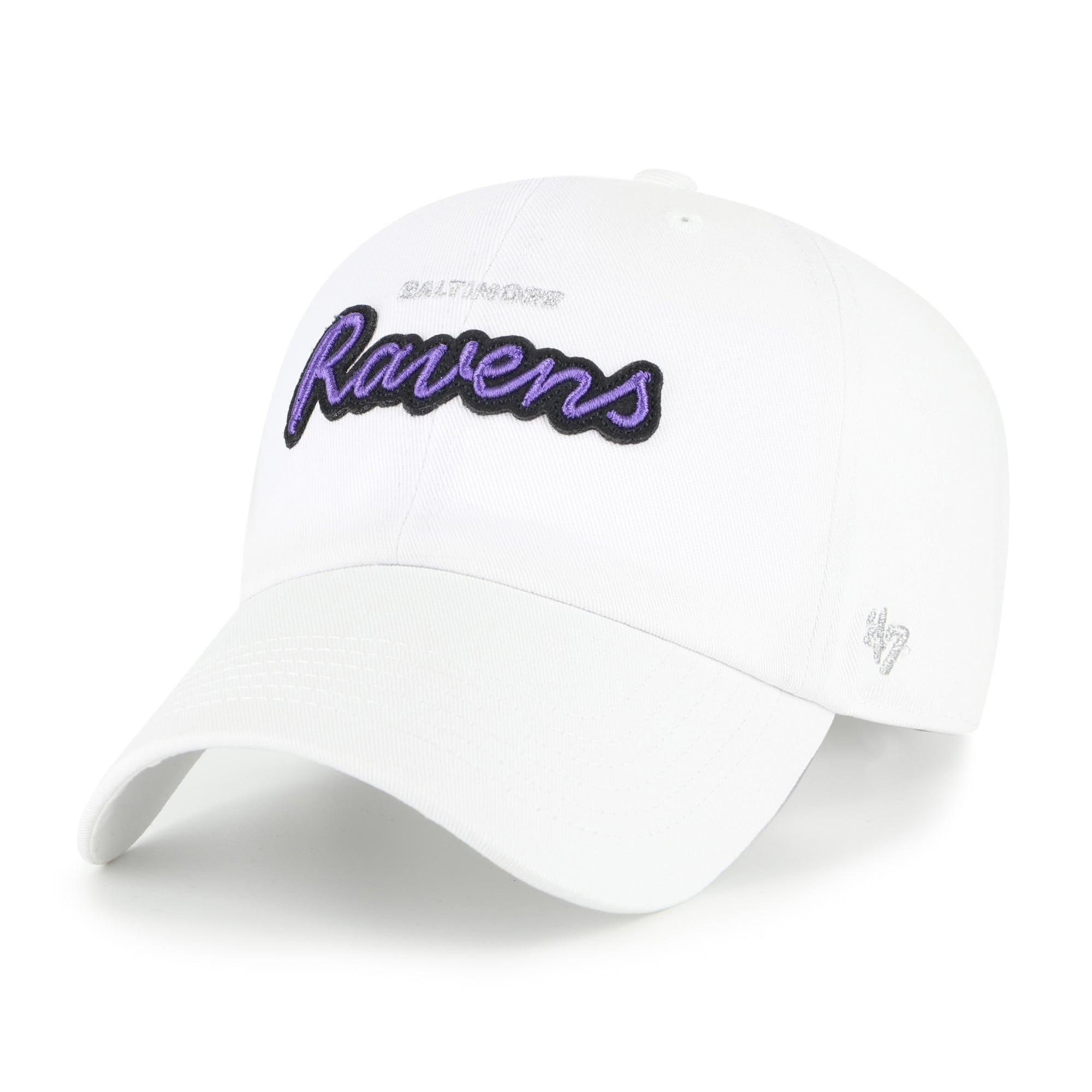 Women's '47 White Baltimore Ravens Trendy Script Clean Up Adjustable Hat