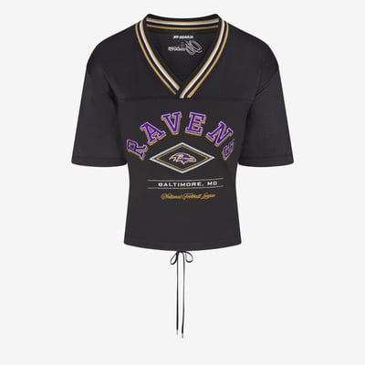 Baltimore Ravens Off Season Women's Lace-Back V-Neck T-Shirt - Black